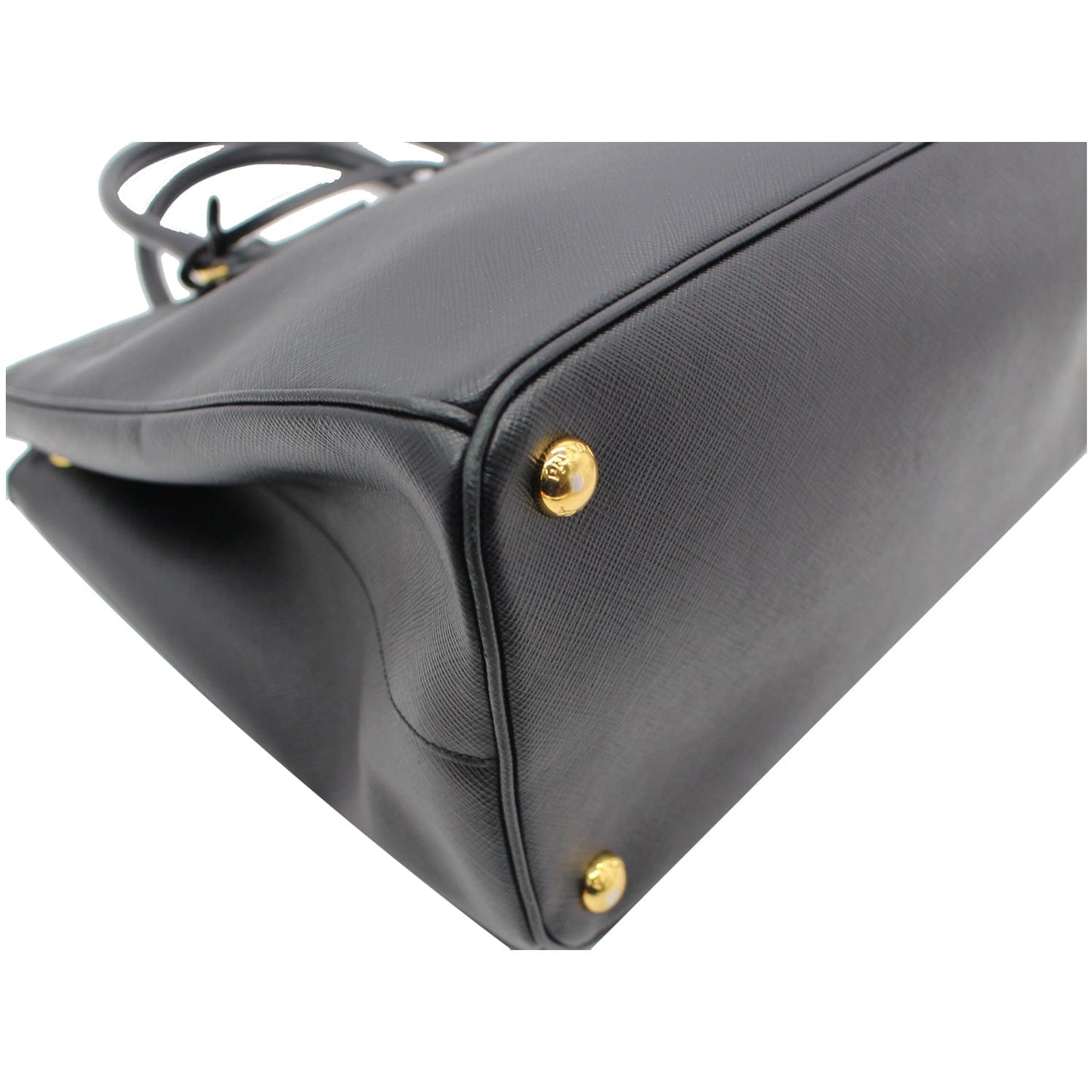 PRADA Saffiano Lux Double-Zip Leather Tote Shoulder Bag Black