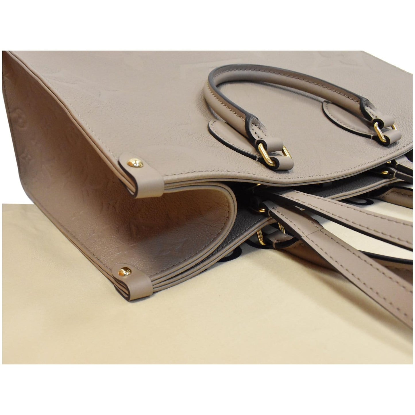 LOUIS VUITTON Onthego MM Monogram Empreinte Shoulder Bag Tourterelle