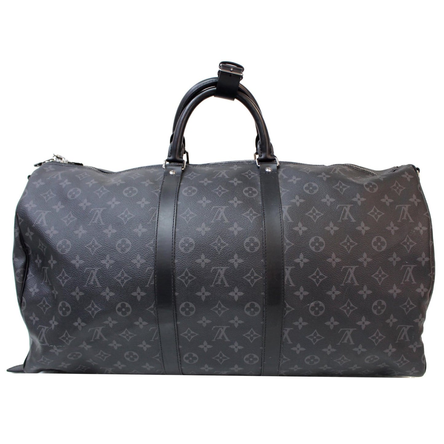 LOUIS VUITTON Keepall 55 Bandouliere Monogram Eclipse Travel Bag Black