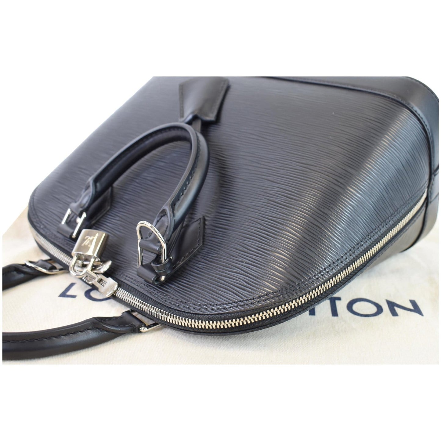 LOUIS VUITTON Alma PM Epi Leather Satchel Bag Black