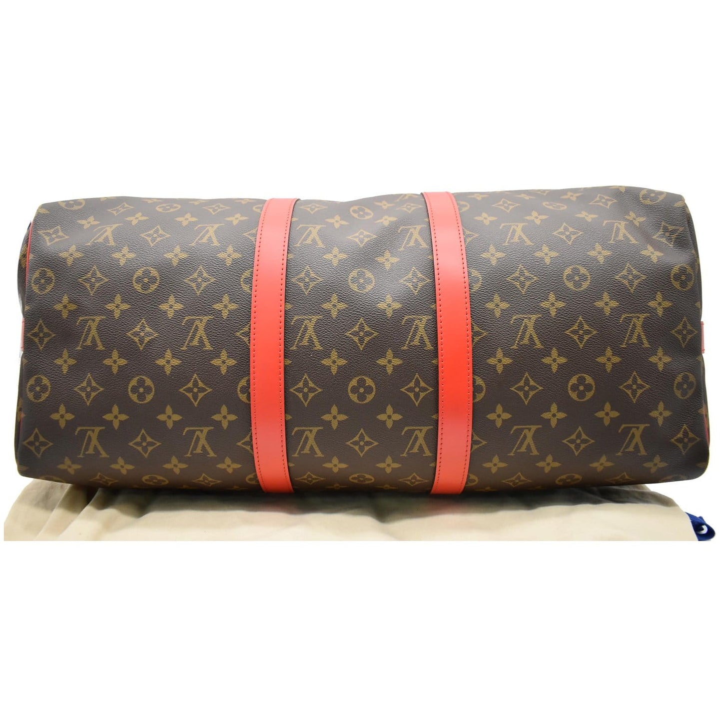 LOUIS VUITTON Keepall 50 Bandouliere Monogram Travel Bag Coquelicot