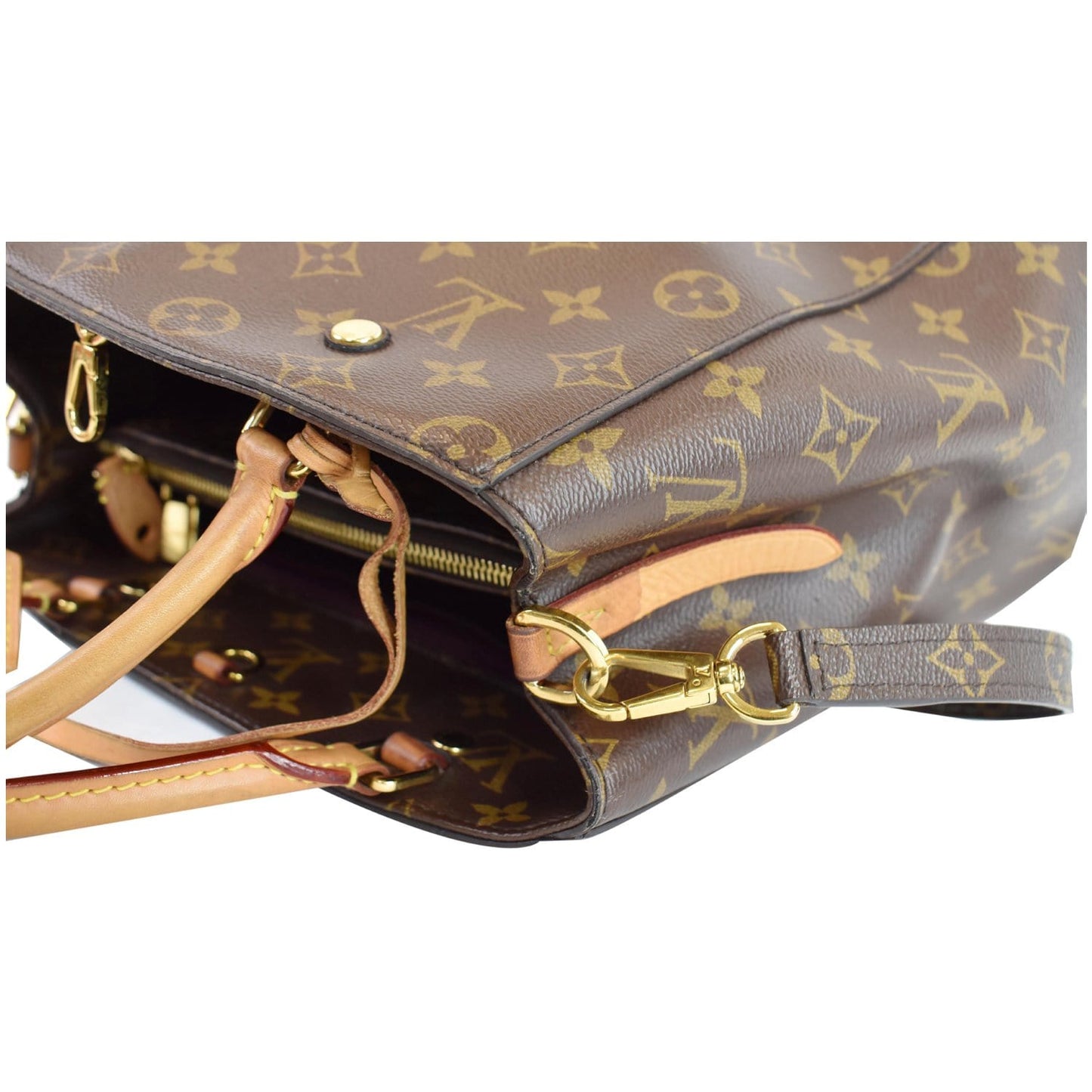 LOUIS VUITTON Montaigne MM Monogram Canvas Shoulder Bag Brown
