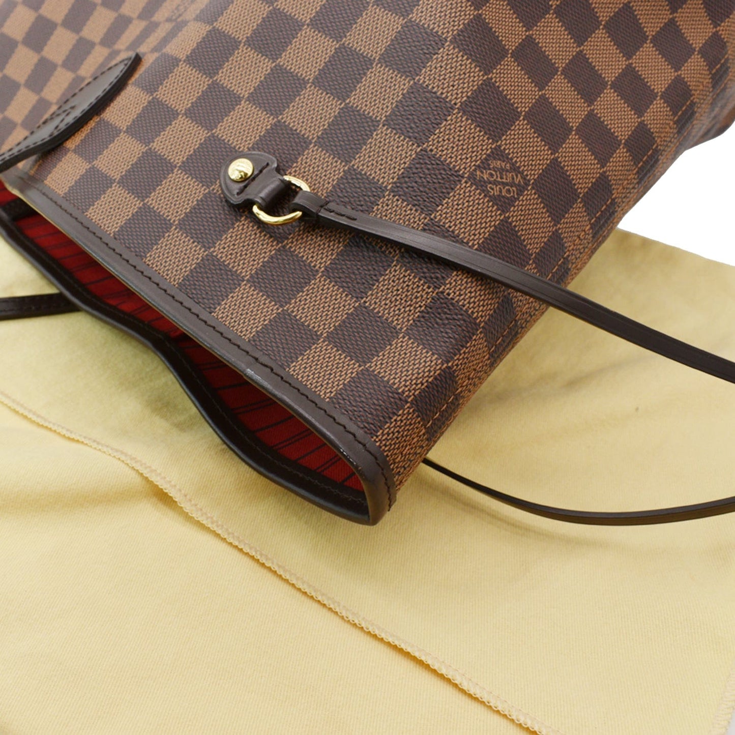 LOUIS VUITTON Neverfull GM Damier Ebene Tote Bag Brown