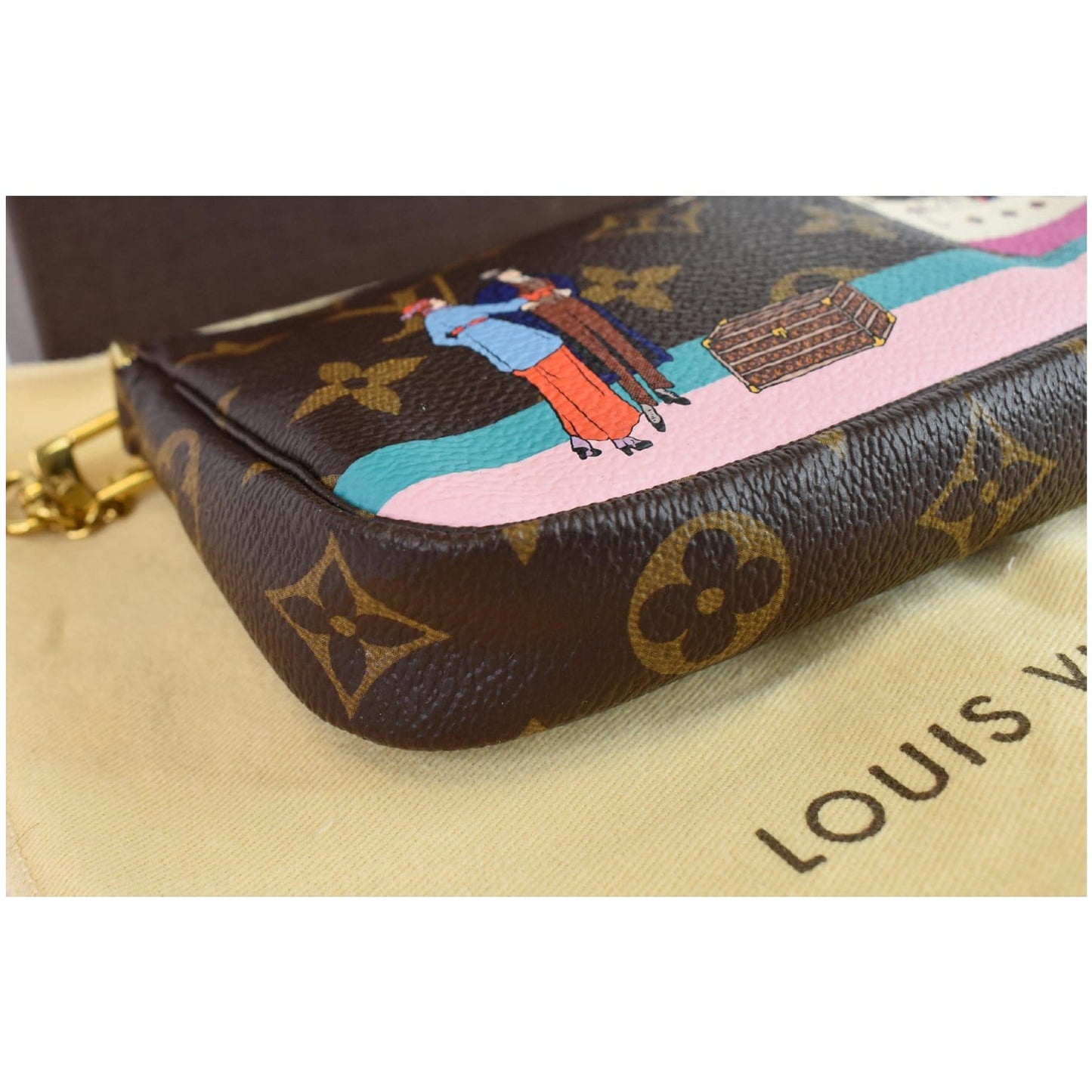 LOUIS VUITTON Animation Pochette Monogram Canvas Accessoires Pouch Brown