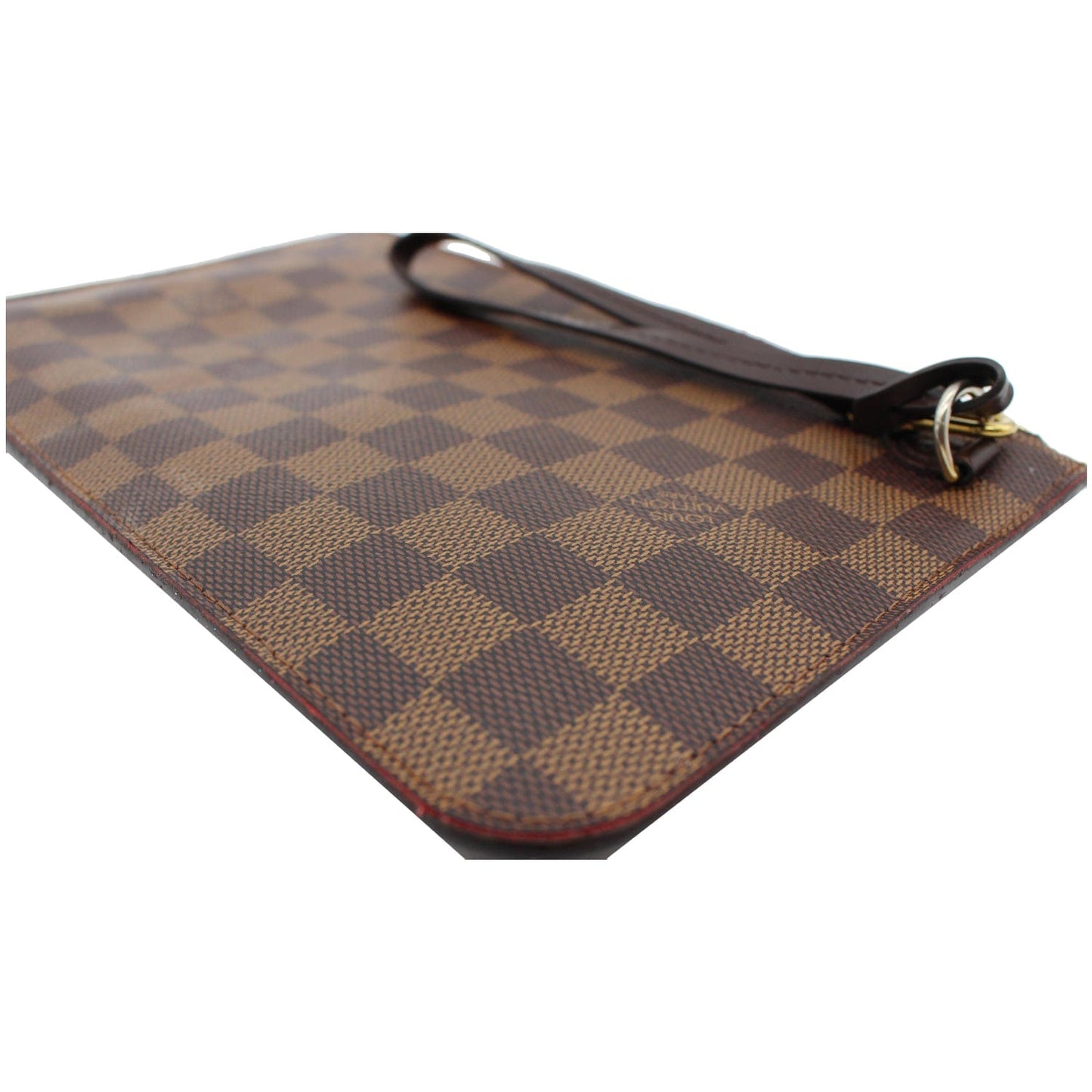 LOUIS VUITTON Neverfull MM Damier Ebene Pochette Wristlet Pouch Brown