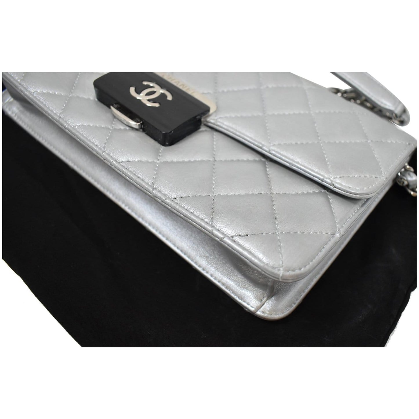 CHANEL Beauty Lock Mini Flap Quilted Sheepskin Leather Shoulder Bag Silver - 10% OFF