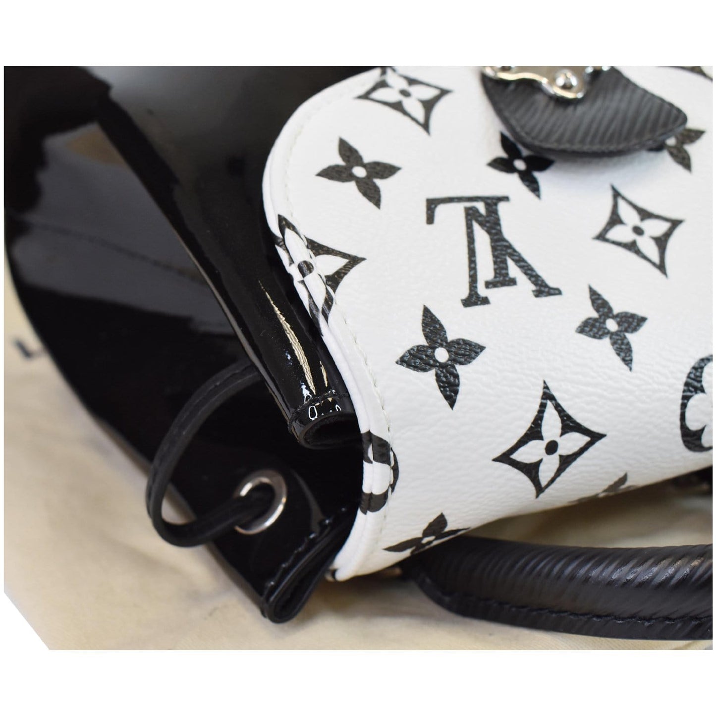 LOUIS VUITTON Hot Springs Monogram Vernis Leather Backpack Black/White