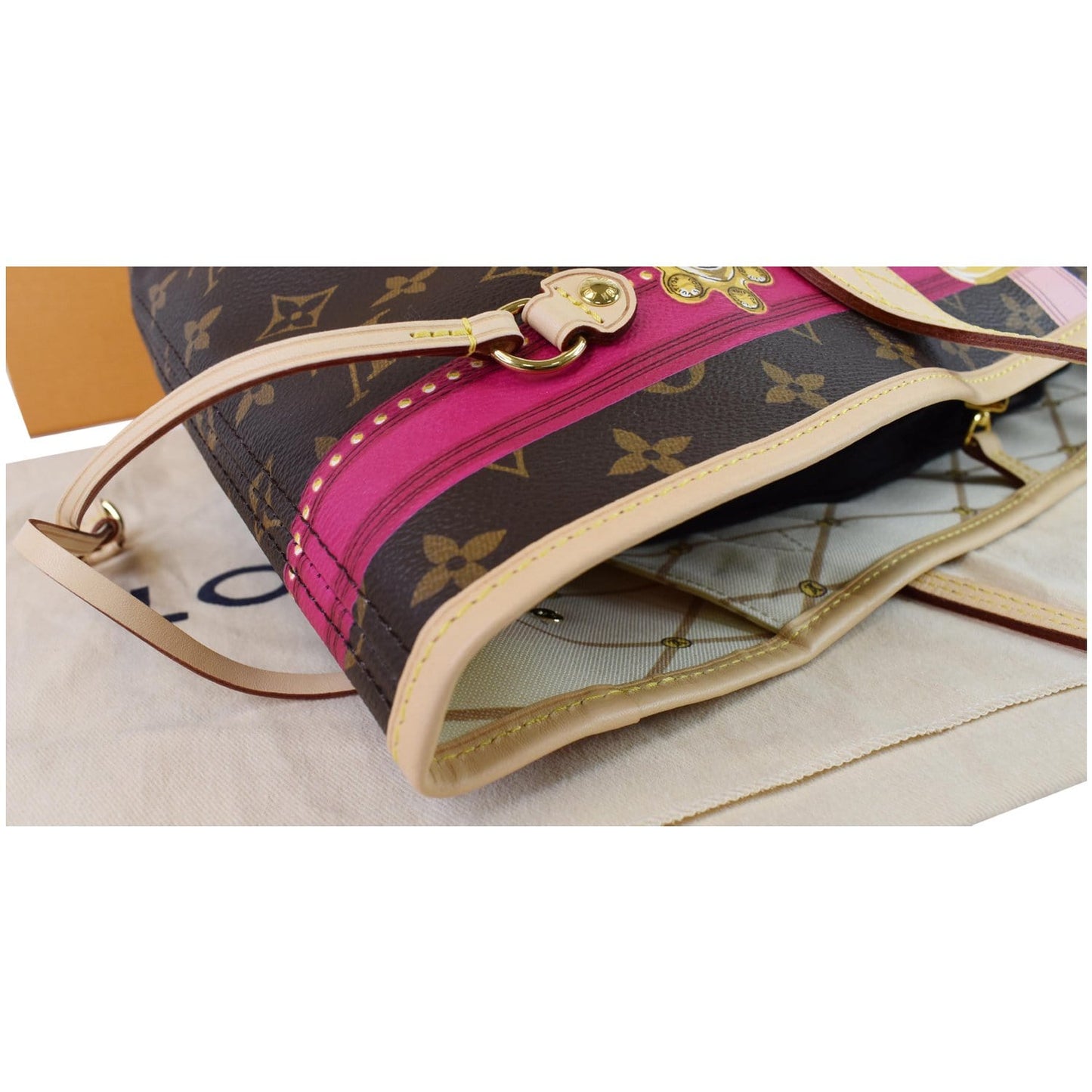 LOUIS VUITTON Neverfull MM Summer Trunk Monogram Canvas Shoulder Bag Brown