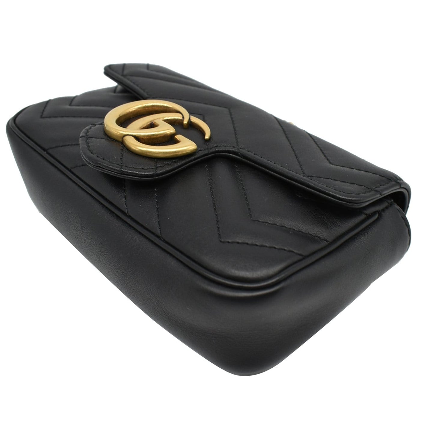 GUCCI GG Marmont Super Mini Leather Crossbody Bag Black 476433