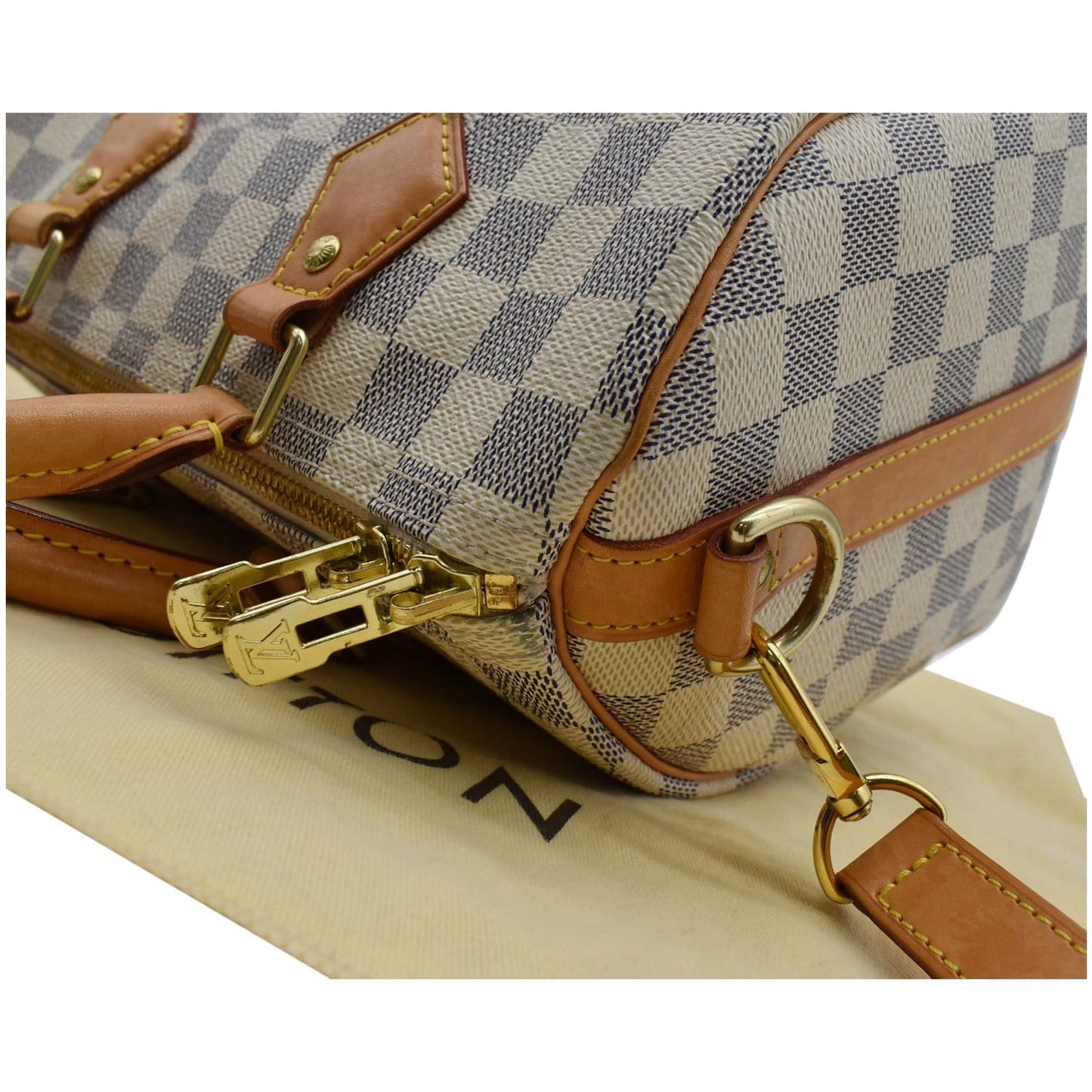 LOUIS VUITTON Speedy 25 Bandouliere Damier Azur Shoulder Bag White