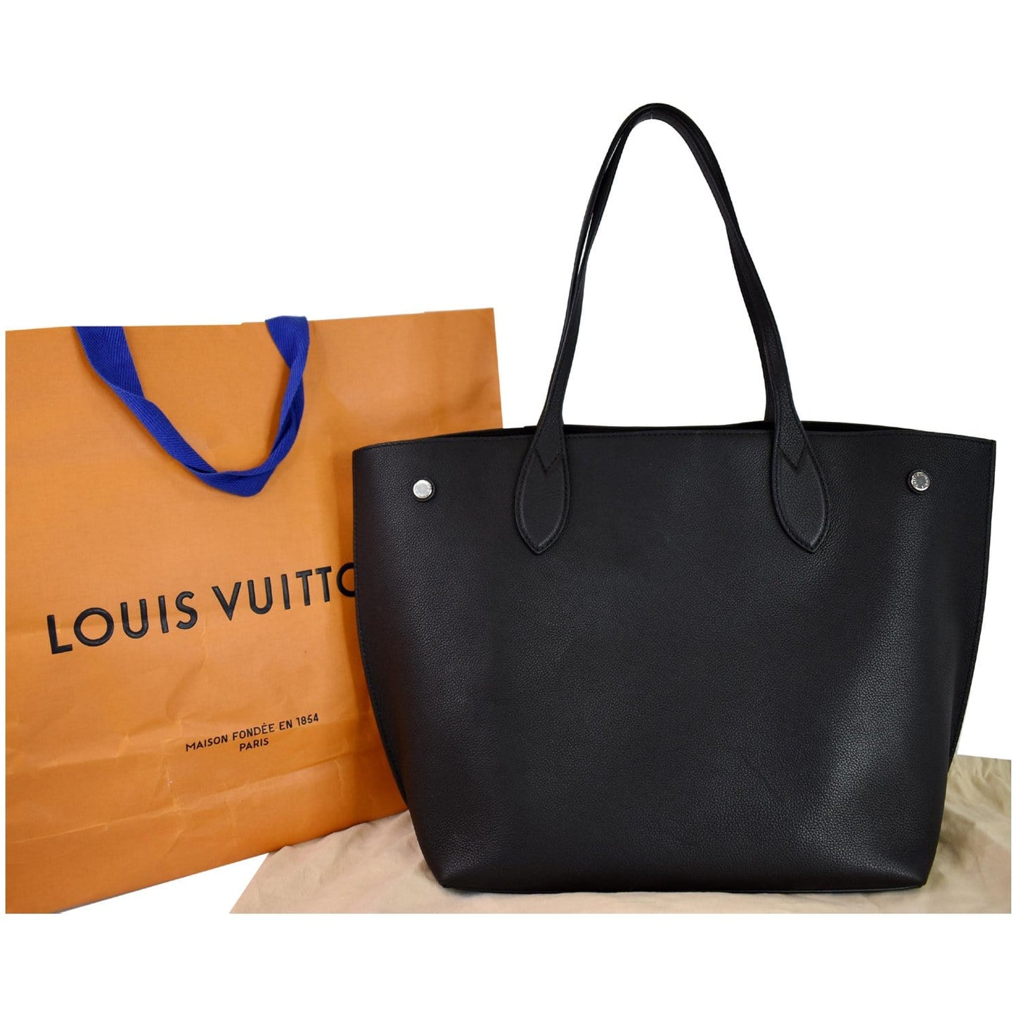 LOUIS VUITTON Lockme Go Leather Tote Bag Black