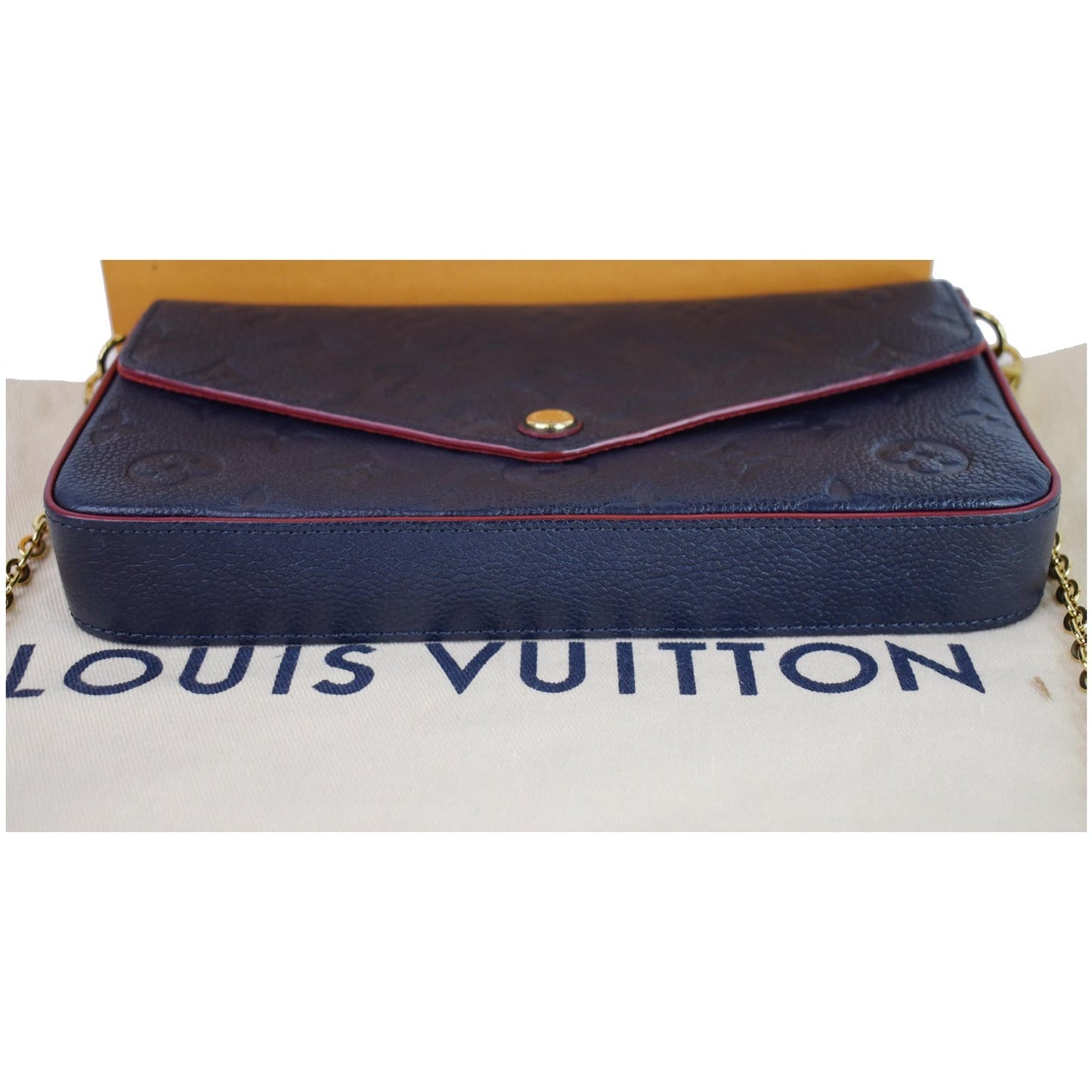 LOUIS VUITTON Pochette Felicie Monogram Empreinte Chain Wallet Navy - 20% OFF