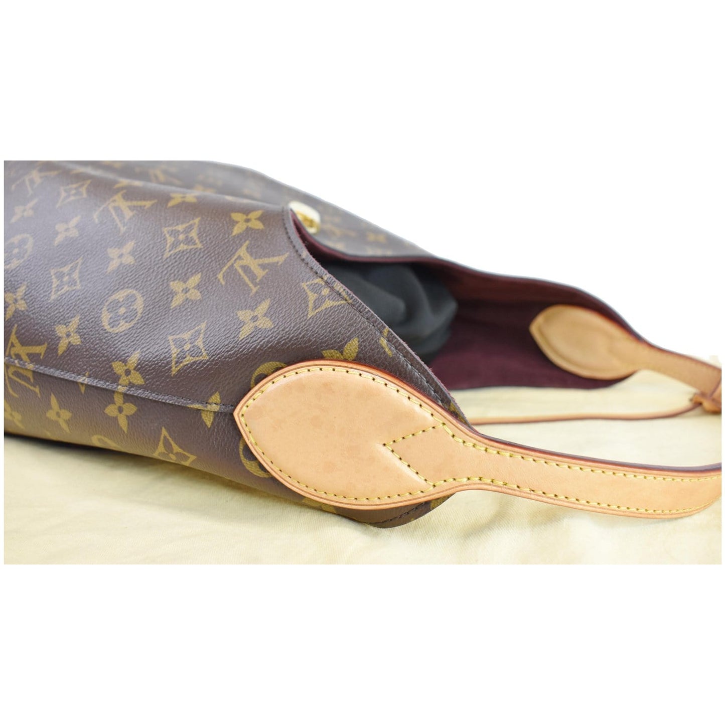 LOUIS VUITTON Flower Monogram Canvas Shoulder Hobo Bag Brown