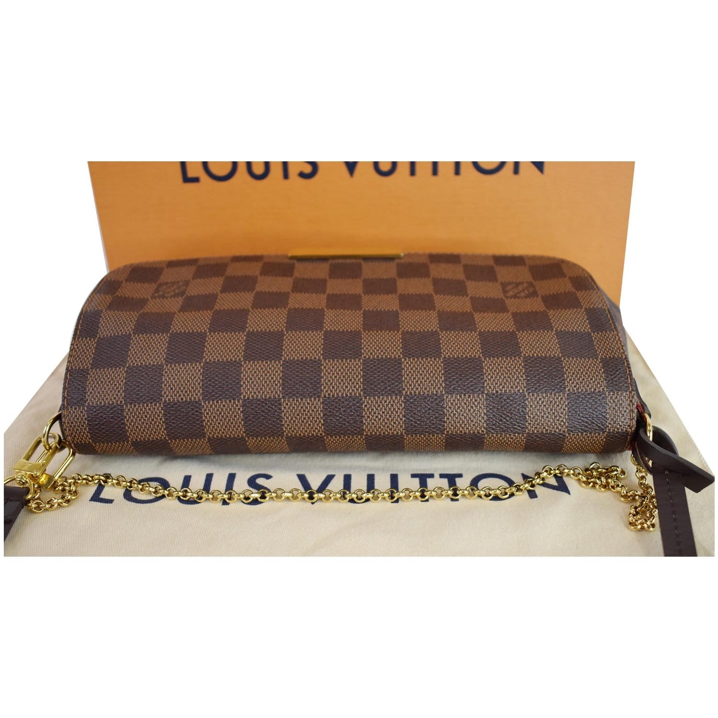 LOUIS VUITTON Favorite MM Damier Ebene Crossbody Bag Brown
