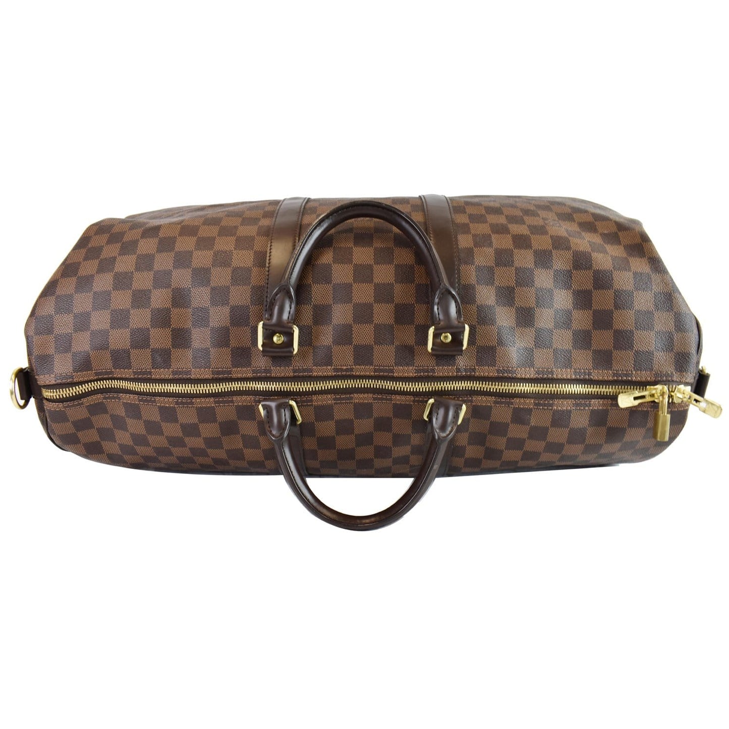 LOUIS VUITTON Keepall Bandouliere 55 Damier Ebene Travel Bag Brown
