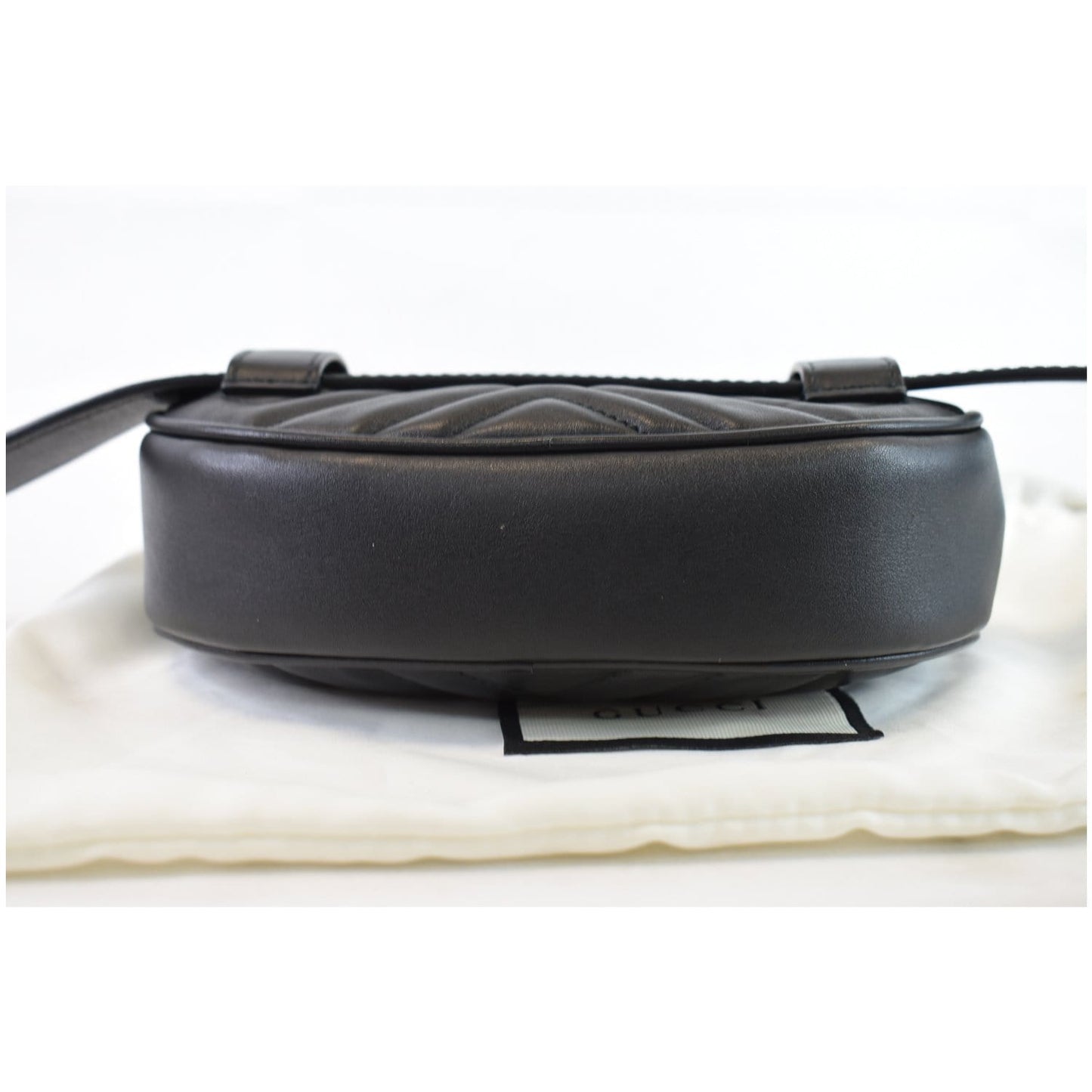 GUCCI GG Marmont Matelasse Leather Belt Bag Black 476434