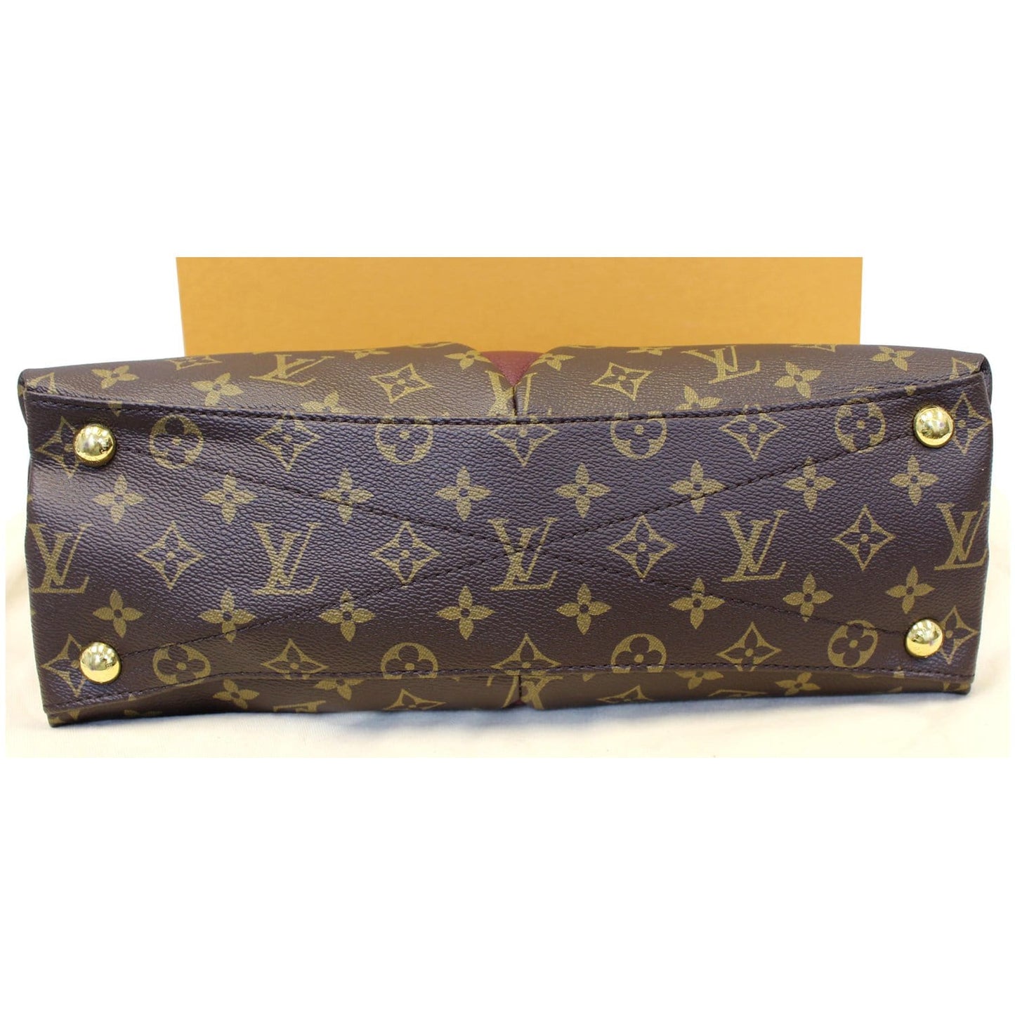LOUIS VUITTON V MM Monogram Canvas Tote Shoulder Bag Bordeaux