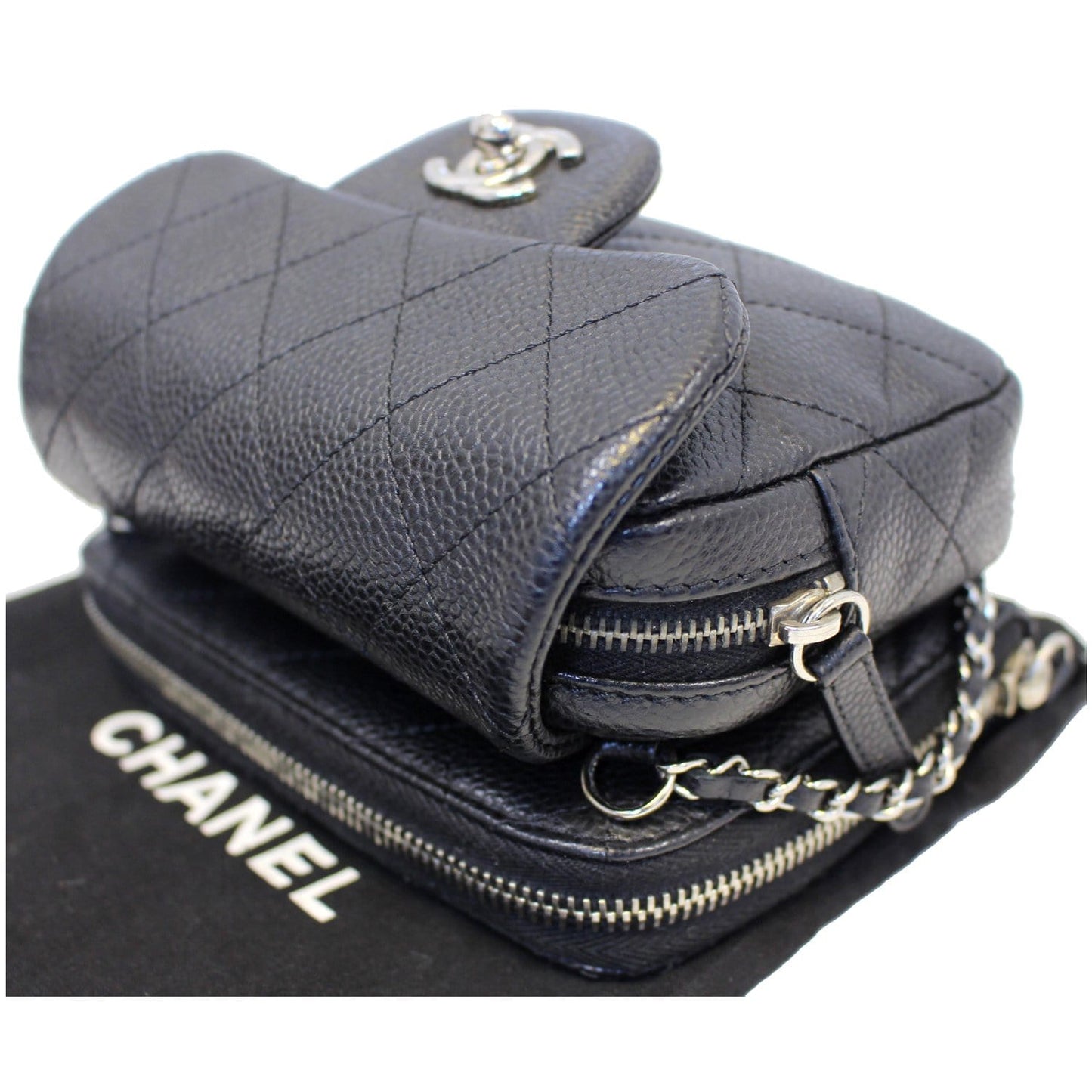 CHANEL Classic Mini Flap Quilted Lambskin Crossbody Bag Black