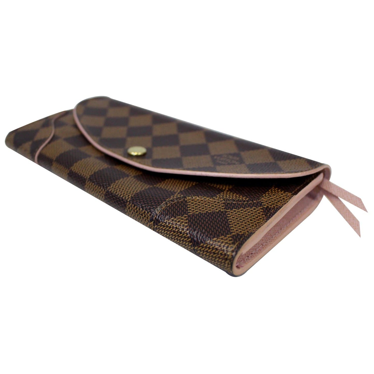 LOUIS VUITTON Caissa Damier Ebene Wallet Rose Ballerine