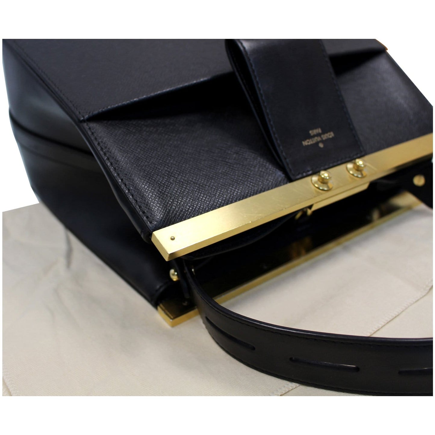 LOUIS VUITTON City Frame Taiga Leather Satchel Bag Black - Last Call