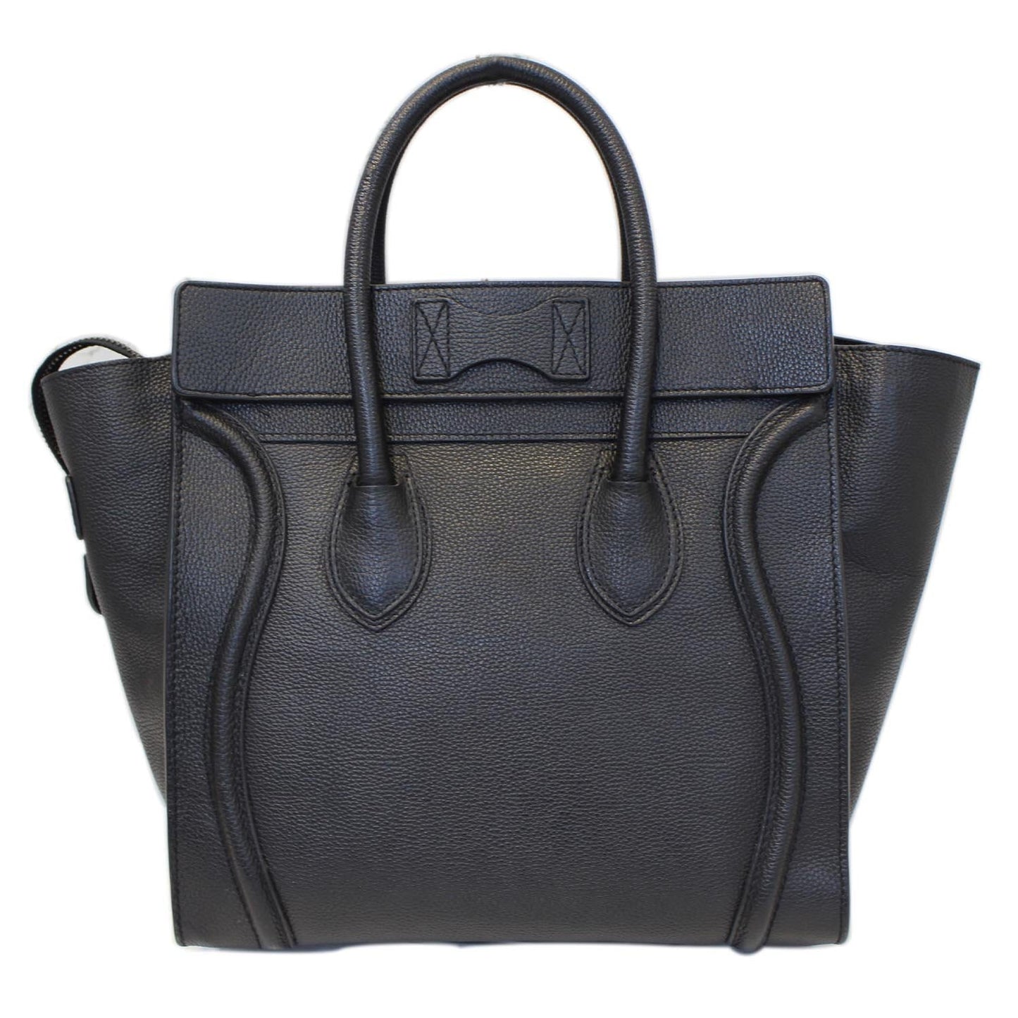 CELINE Black Leather Mini Luggage Tote Bag