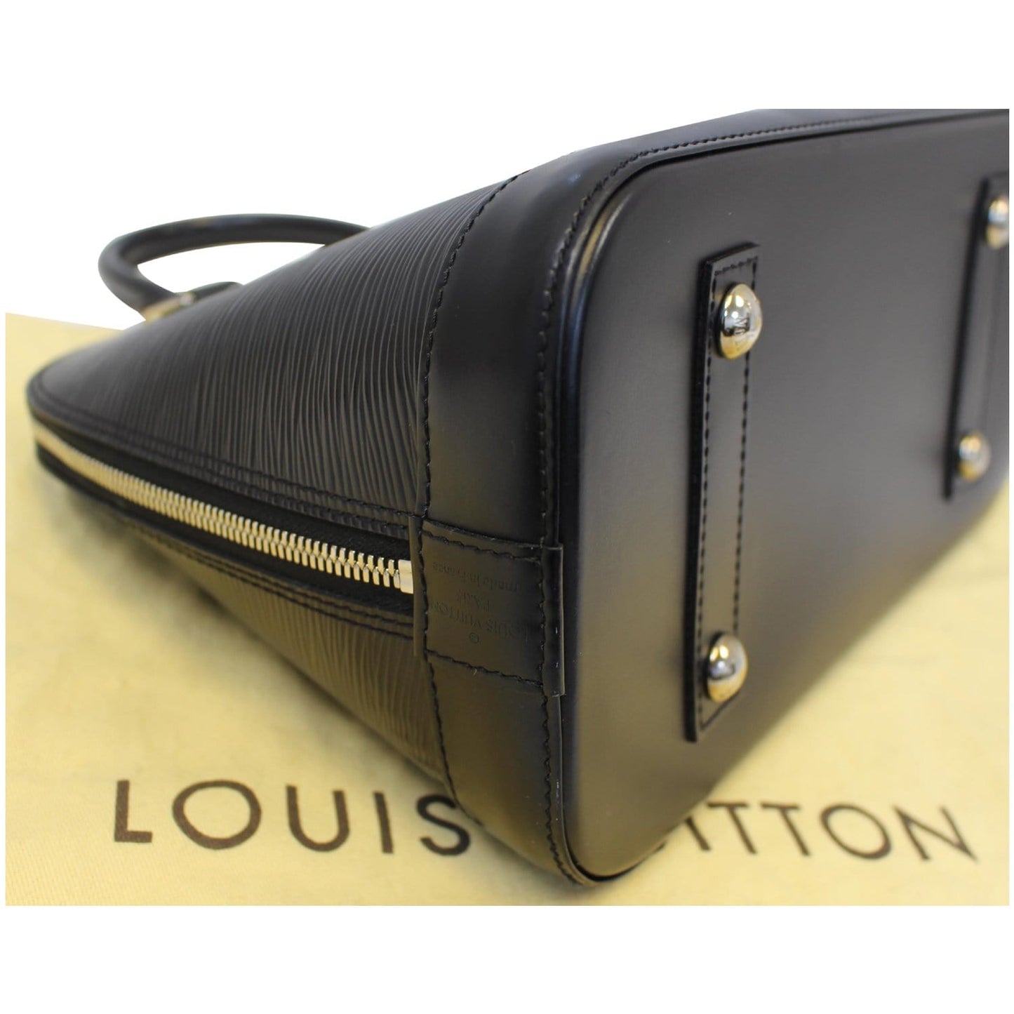Louis Vuitton Alma Epi Leather Satchel Bag Black