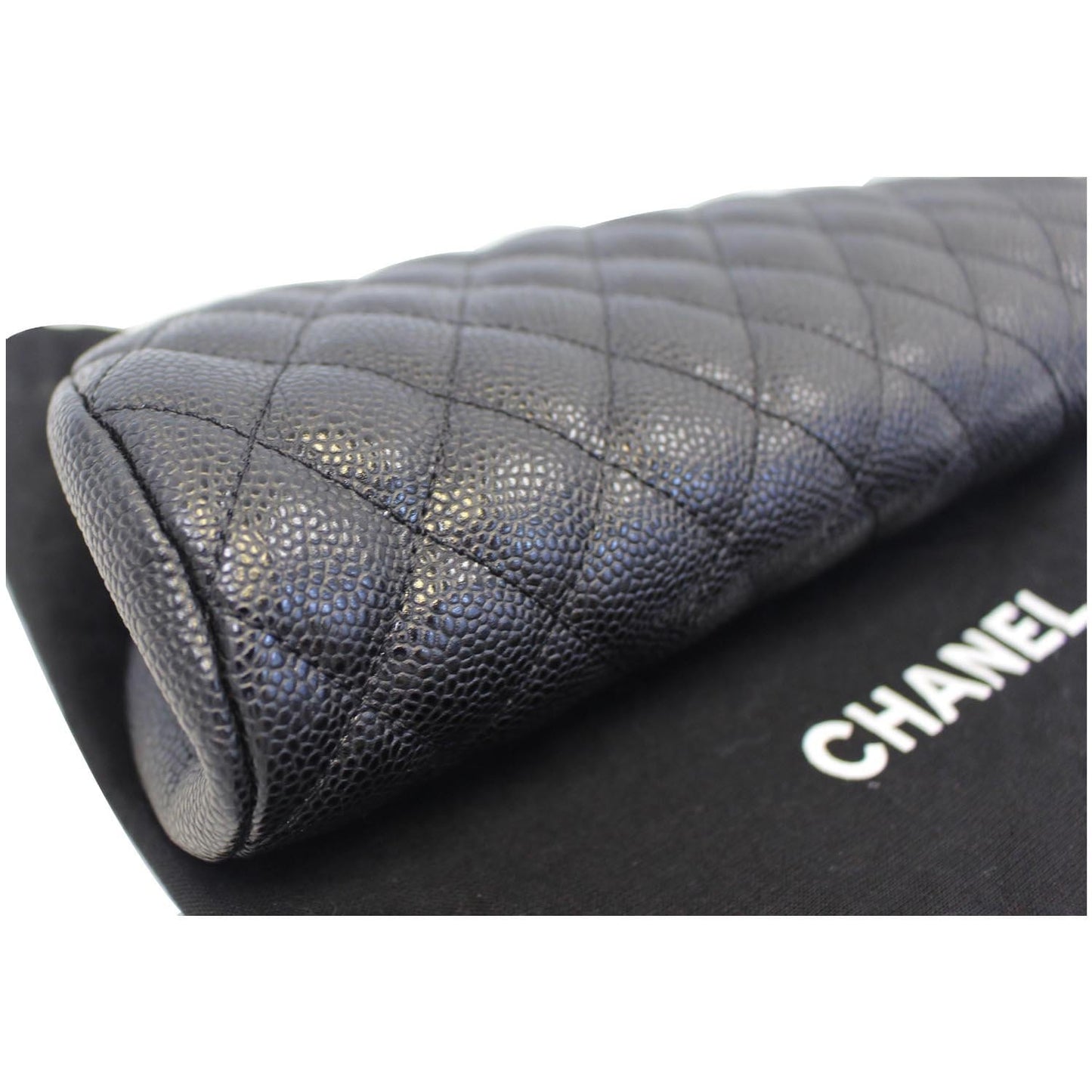 CHANEL Timeless Caviar Quilted Leather Clutch Black