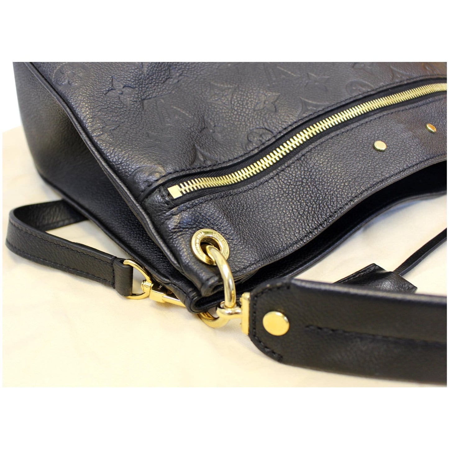 LOUIS VUITTON Spontini Empreinte Leather Shoulder Bag Black
