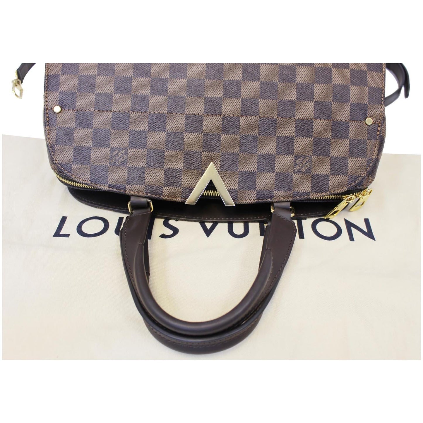 LOUIS VUITTON Kensington Bowling Damier Ebene Shoulder Handbag Brown