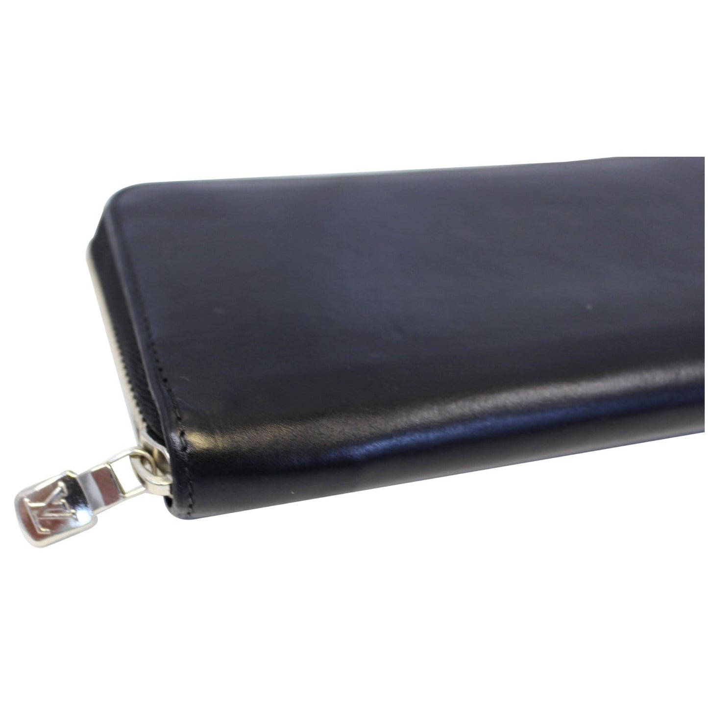 LOUIS VUITTON Zip Around Leather Wallet Black