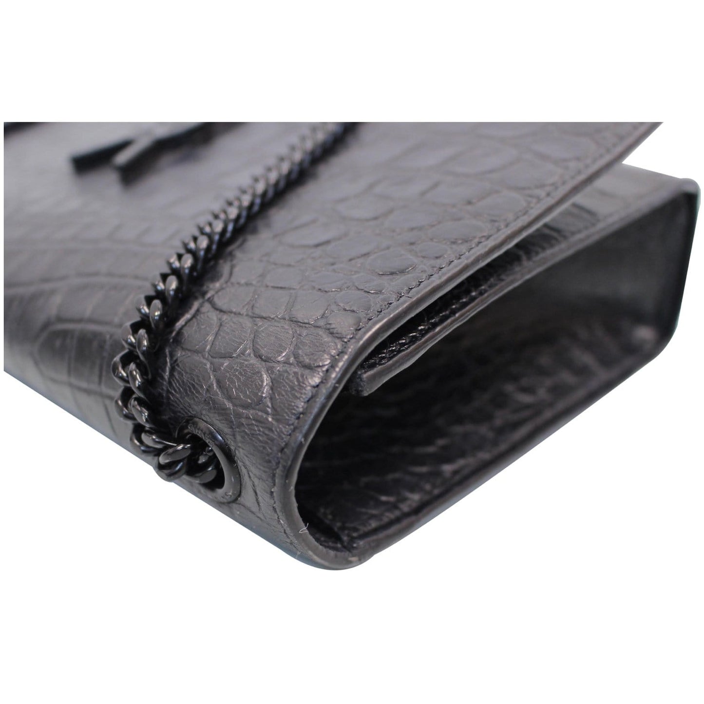 YVES SAINT LAURENT Kate Medium Crocodile Leather Bag Crossbody Bag Black