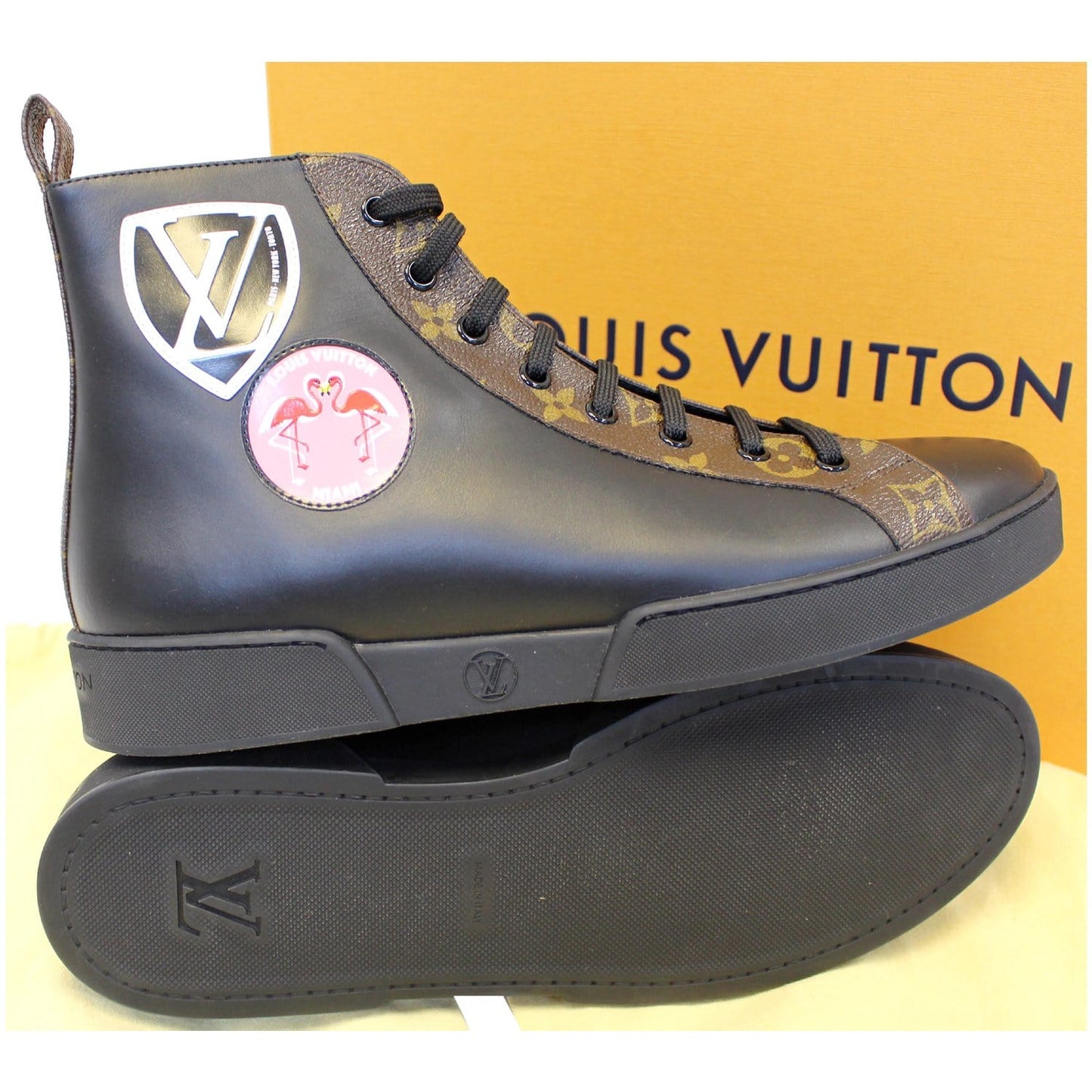 LOUIS VUITTON Checkpoint Monogram Sneaker Boot Noir Black US 10