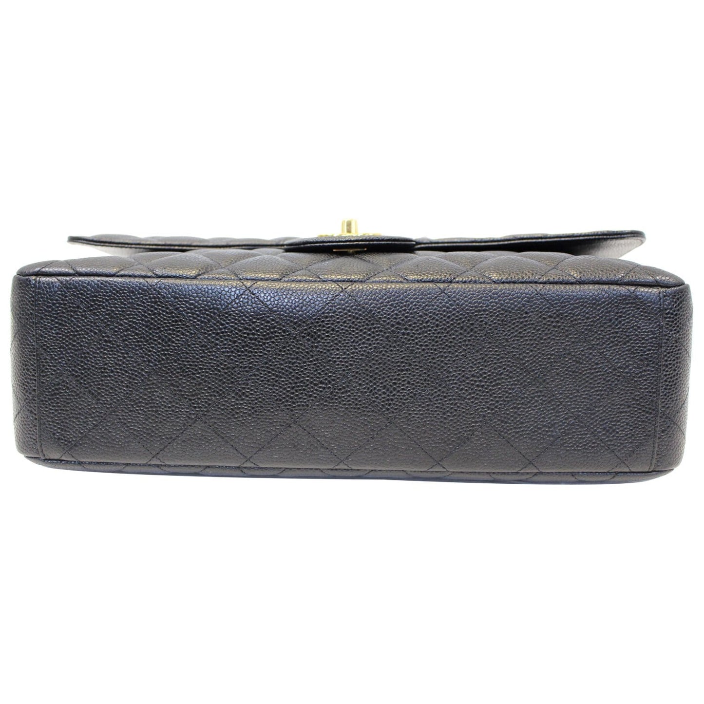 CHANEL Maxi Jumbo Classic Flap Caviar Leather Shoulder Bag Black