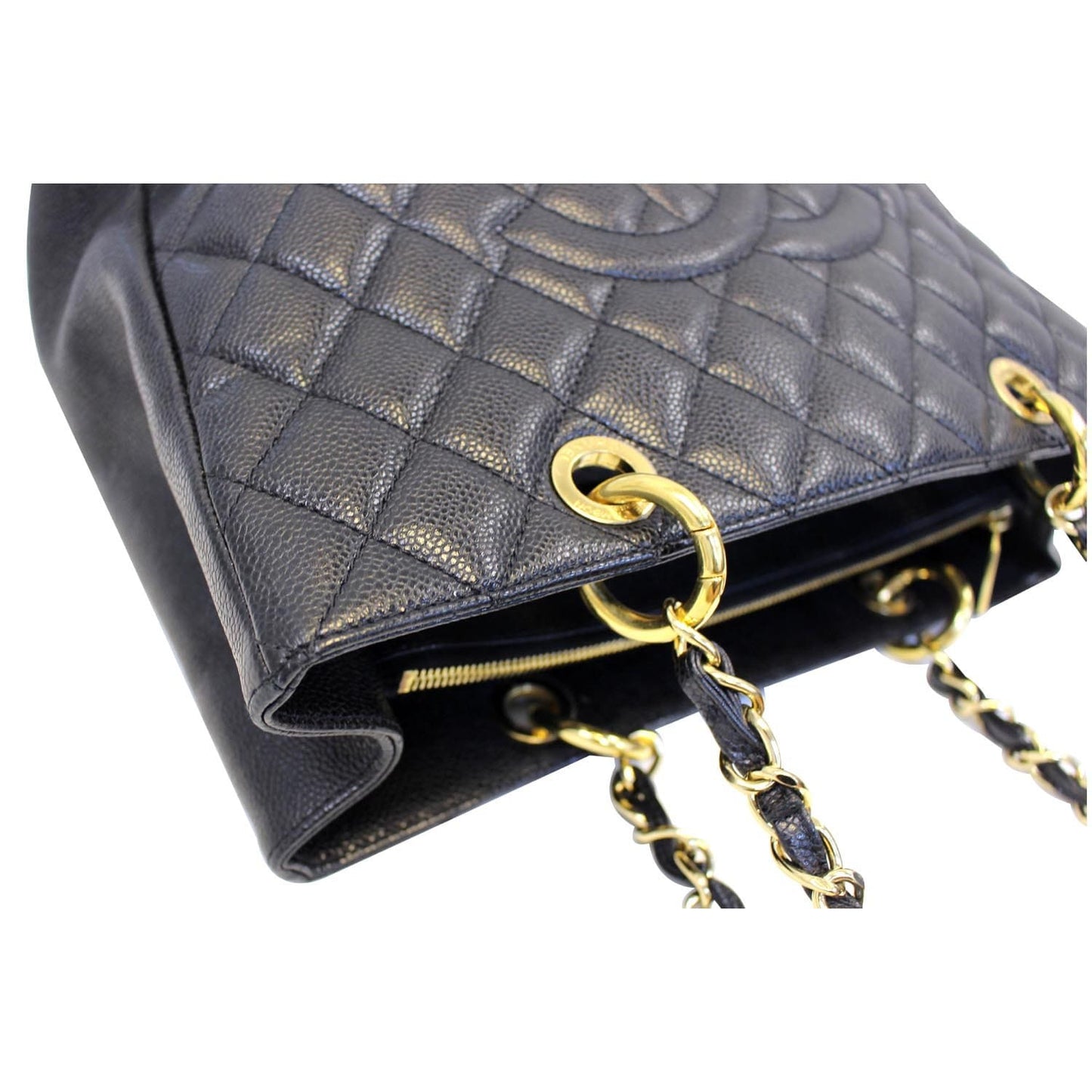 CHANEL Black Caviar Leather Grand Shopping Tote Bag
