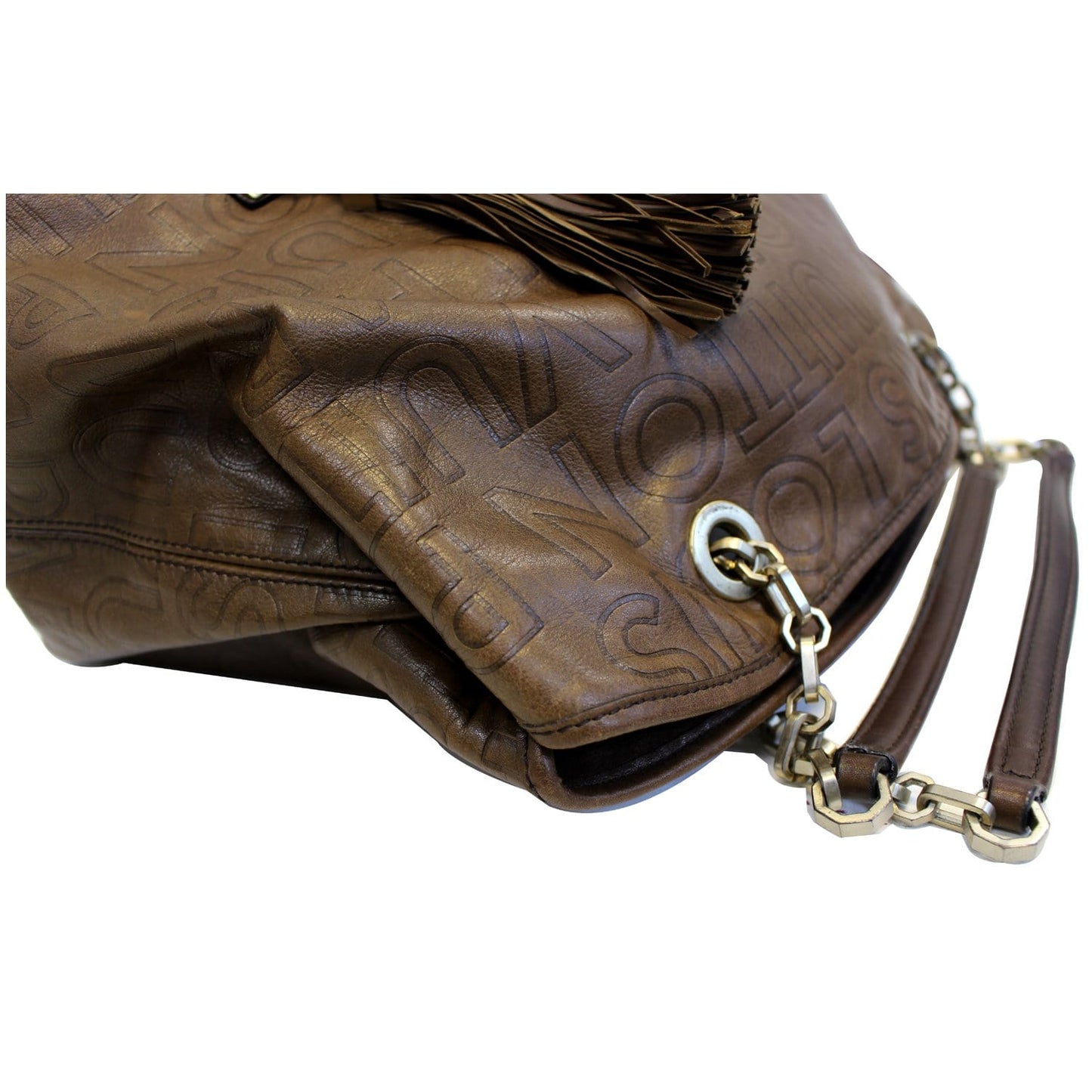 LOUIS VUITTON Paris Souple Whisper GM Monogram Satchel Bag Brown