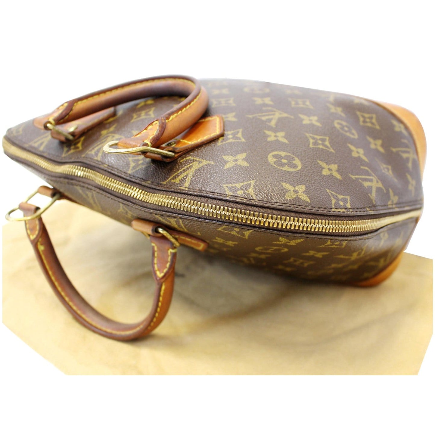 LOUIS VUITTON Alma Monogram Canvas Satchel Bag Brown