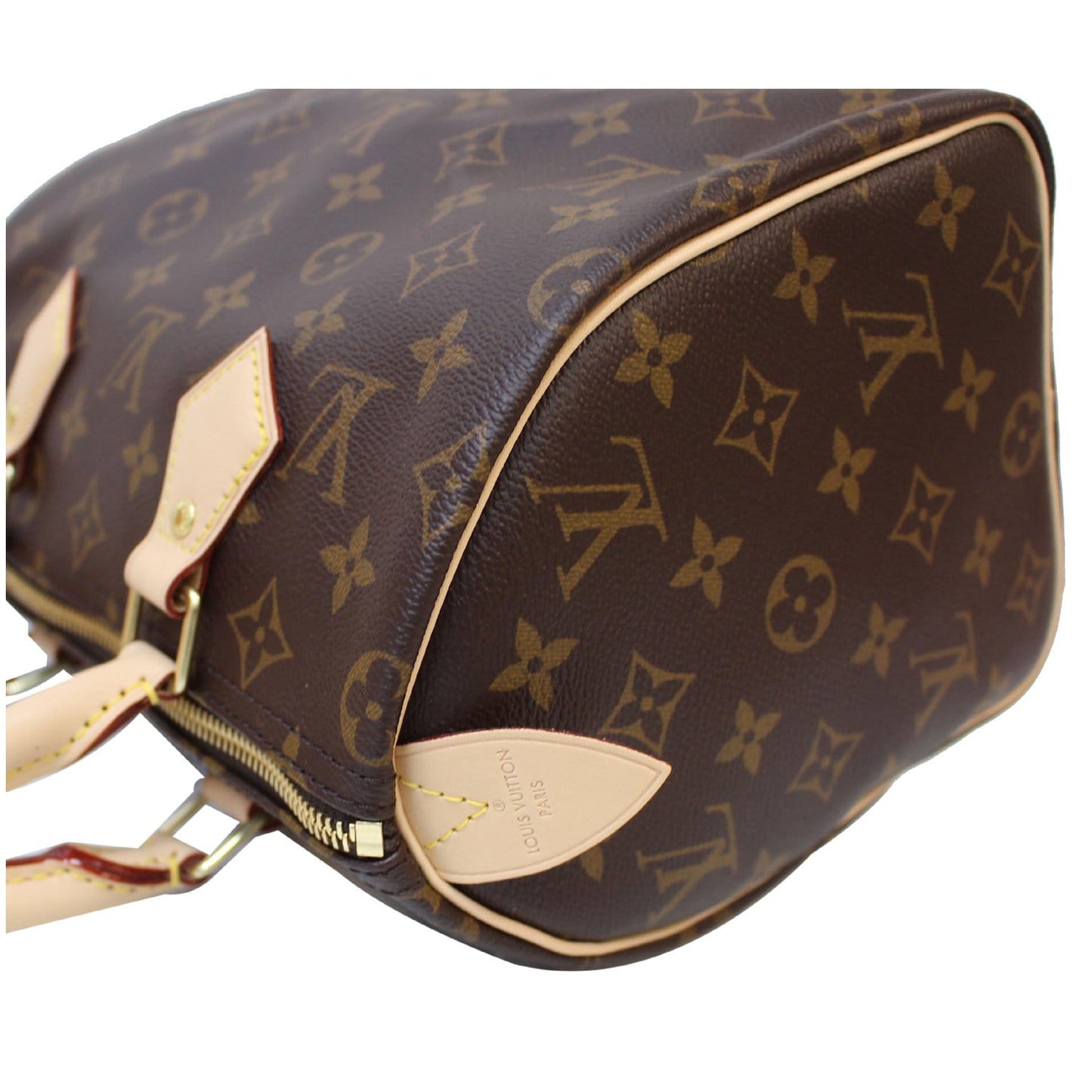 LOUIS VUITTON Speedy 25 Monogram Canvas Satchel Bag Brown