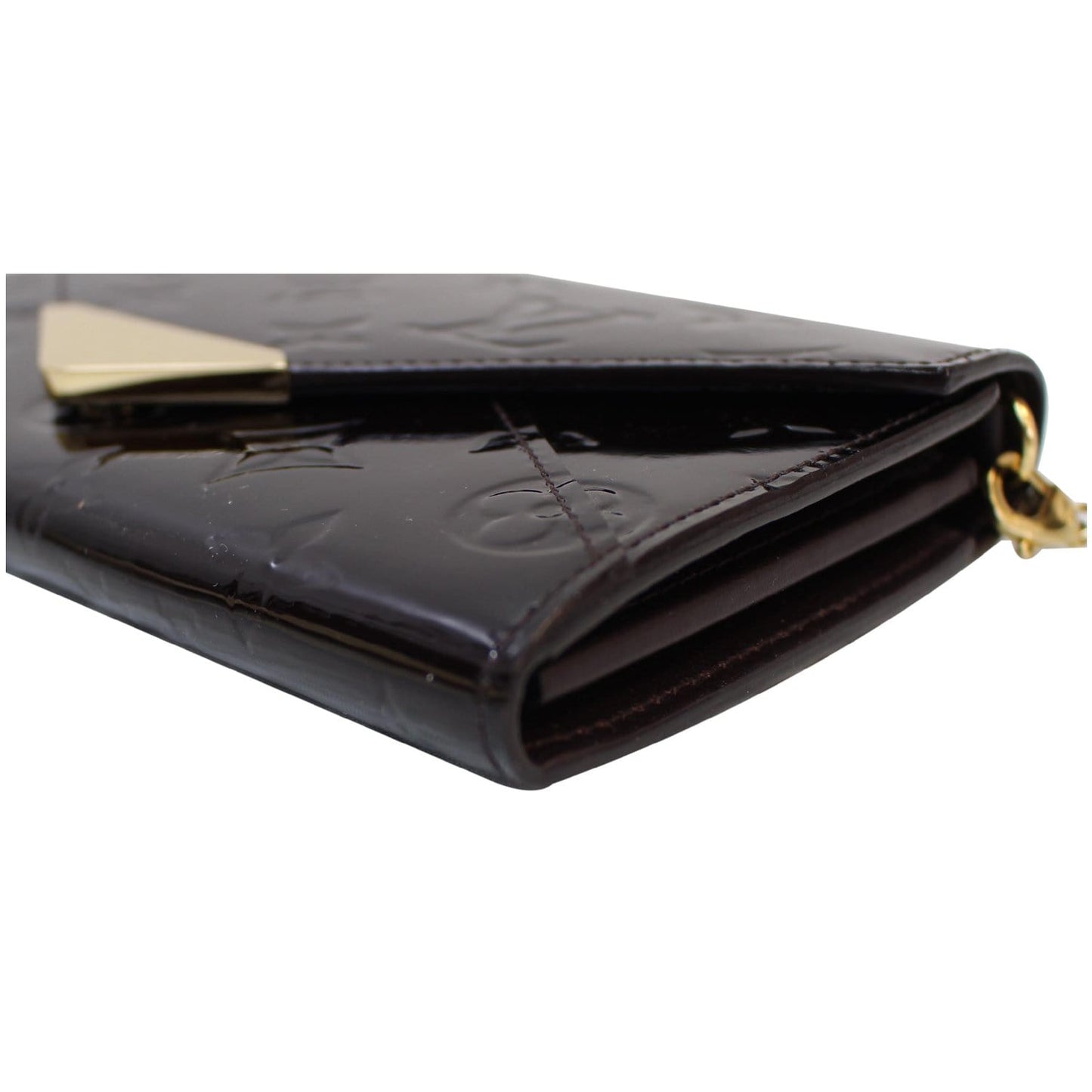 LOUIS VUITTON Mira Monogram Vernis Shoulder Chain Wallet Amarante