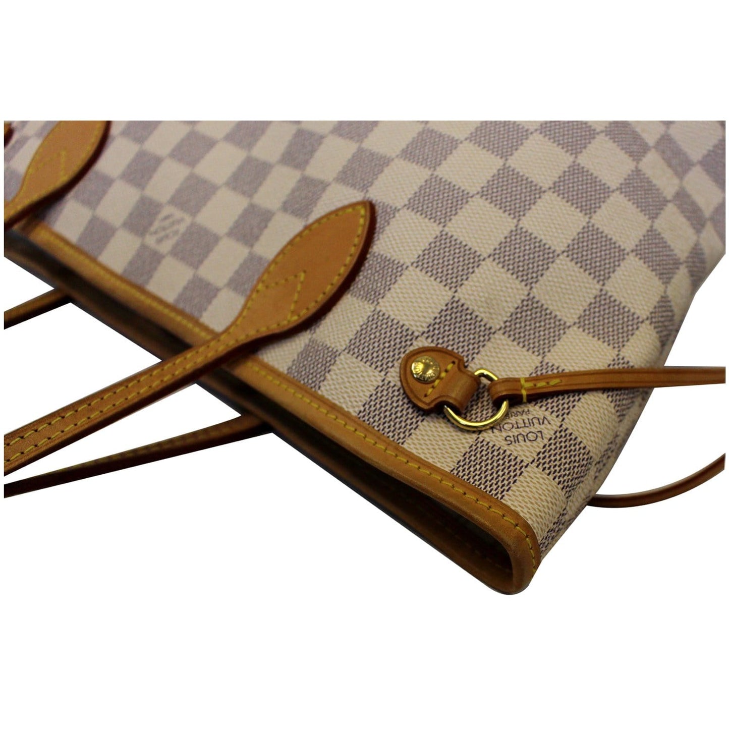 LOUIS VUITTON Neverfull PM Damier Azur Tote Shoulder Bag White