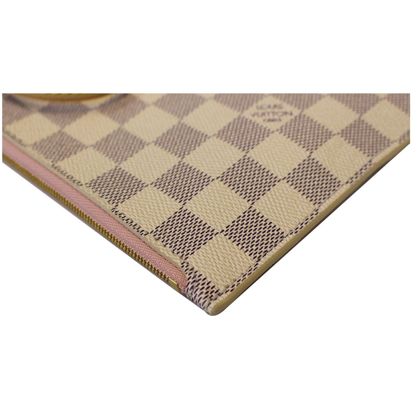 LOUIS VUITTON Pochette Wristlet Pouch Damier Azur Neverfull Rose Ballerine