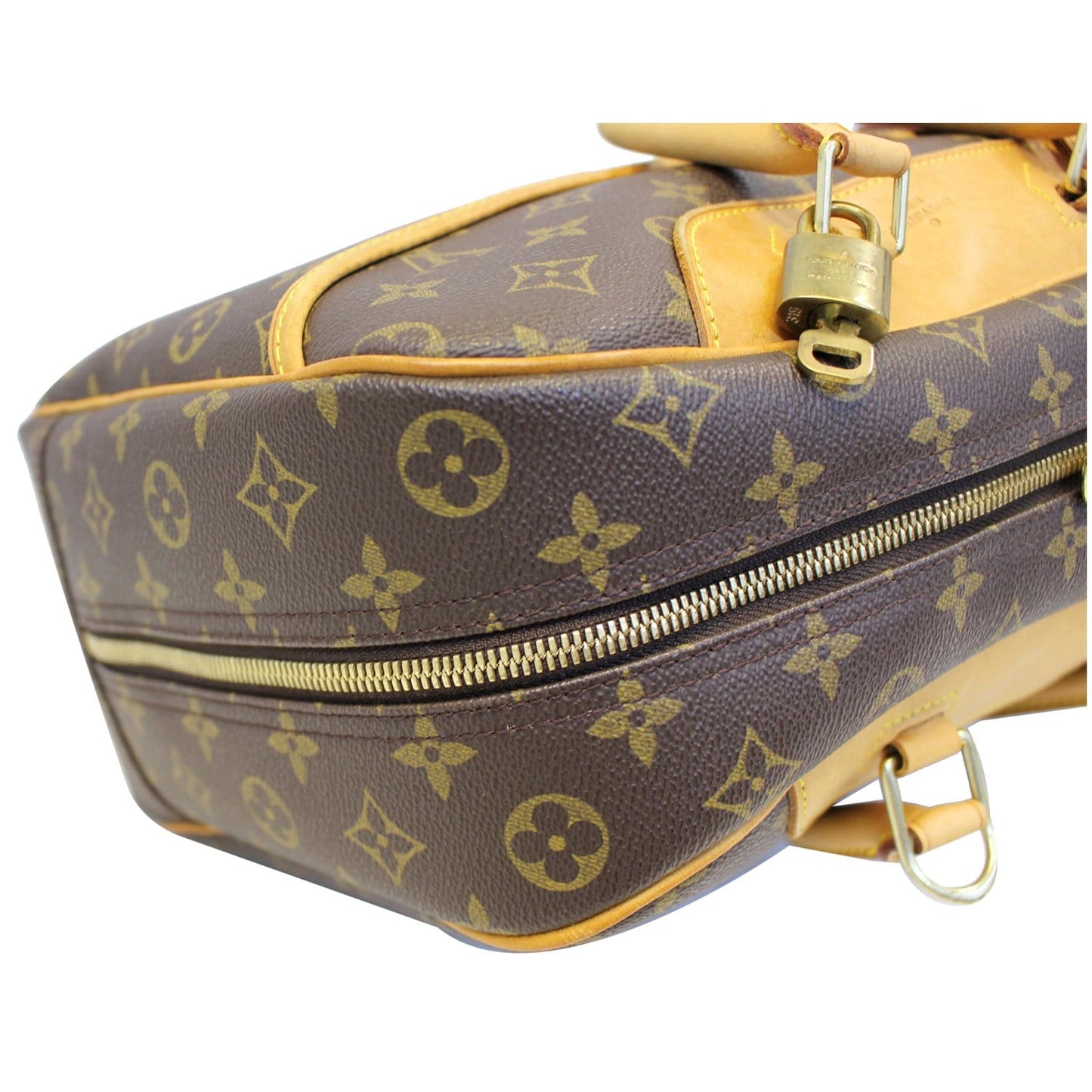 LOUIS VUITTON Deauville Monogram Canvas Boston Satchel Bag Brown