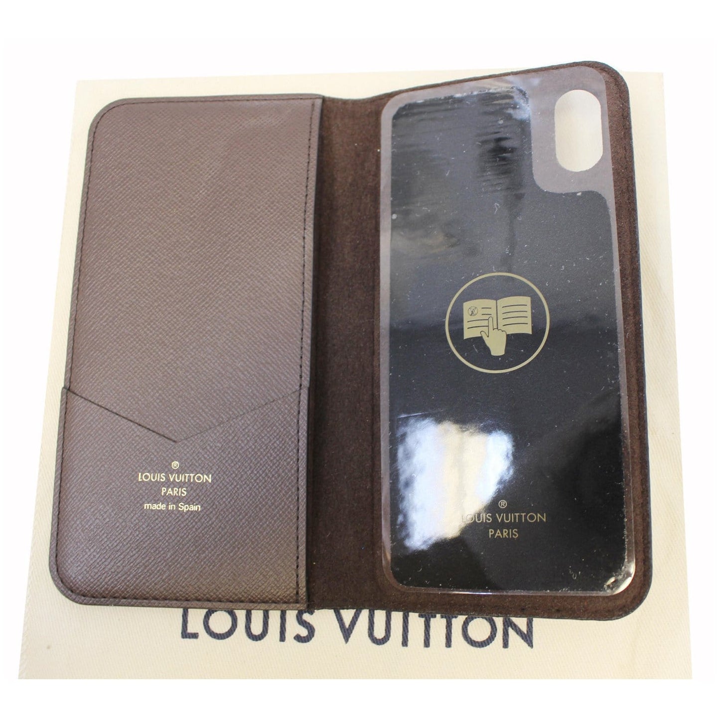LOUIS VUITTON IPhone X XS Folio Monogram Canvas Phone Case Brown