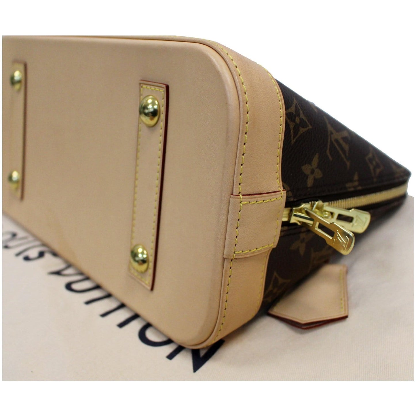 LOUIS VUITTON Alma PM Monogram Canvas Satchel Bag Brown