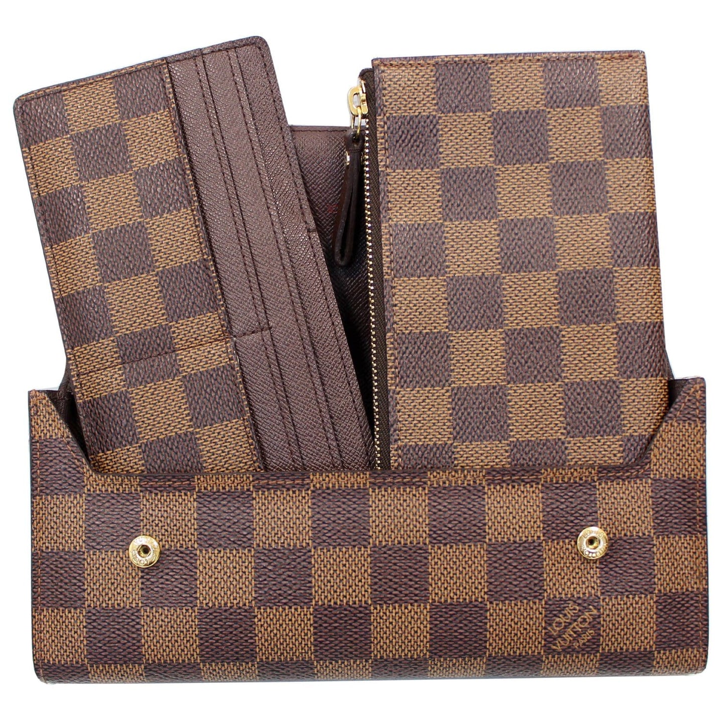 LOUIS VUITTON Modulable Damier Ebene Portefeuille Long Wallet Brown