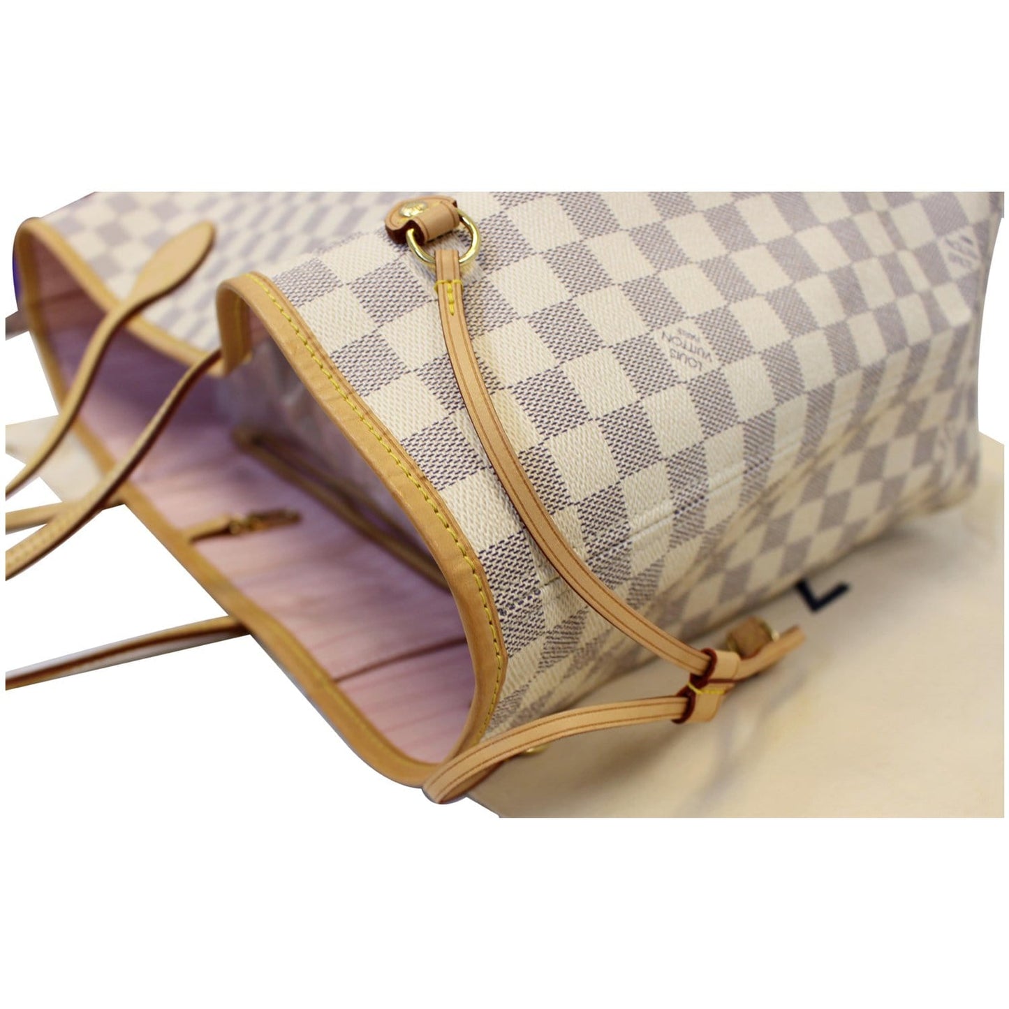 LOUIS VUITTON Neverfull GM Damier Azur Tote Shoulder Bag Rose Ballerine