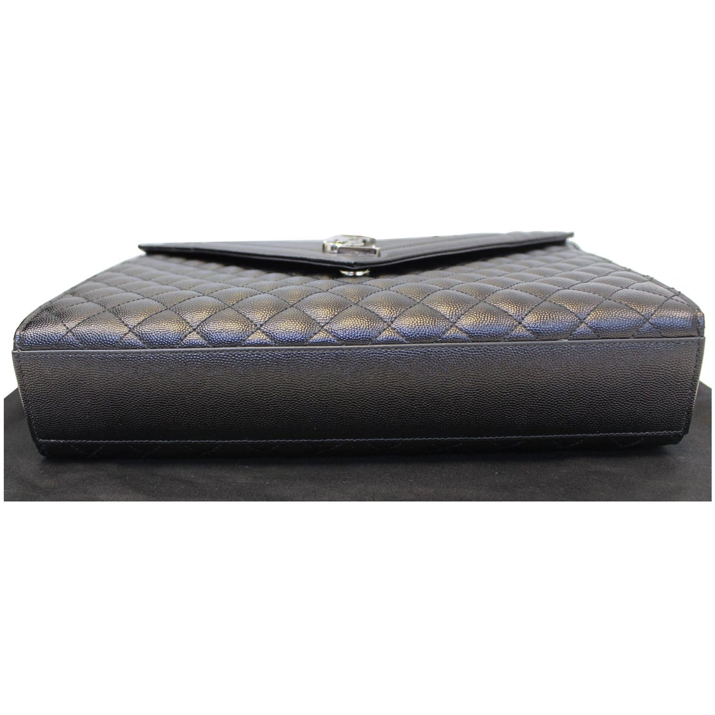 YVES SAINT LAURENT Envelope Large Matelasse Embossed Leather Shoulder Bag Black