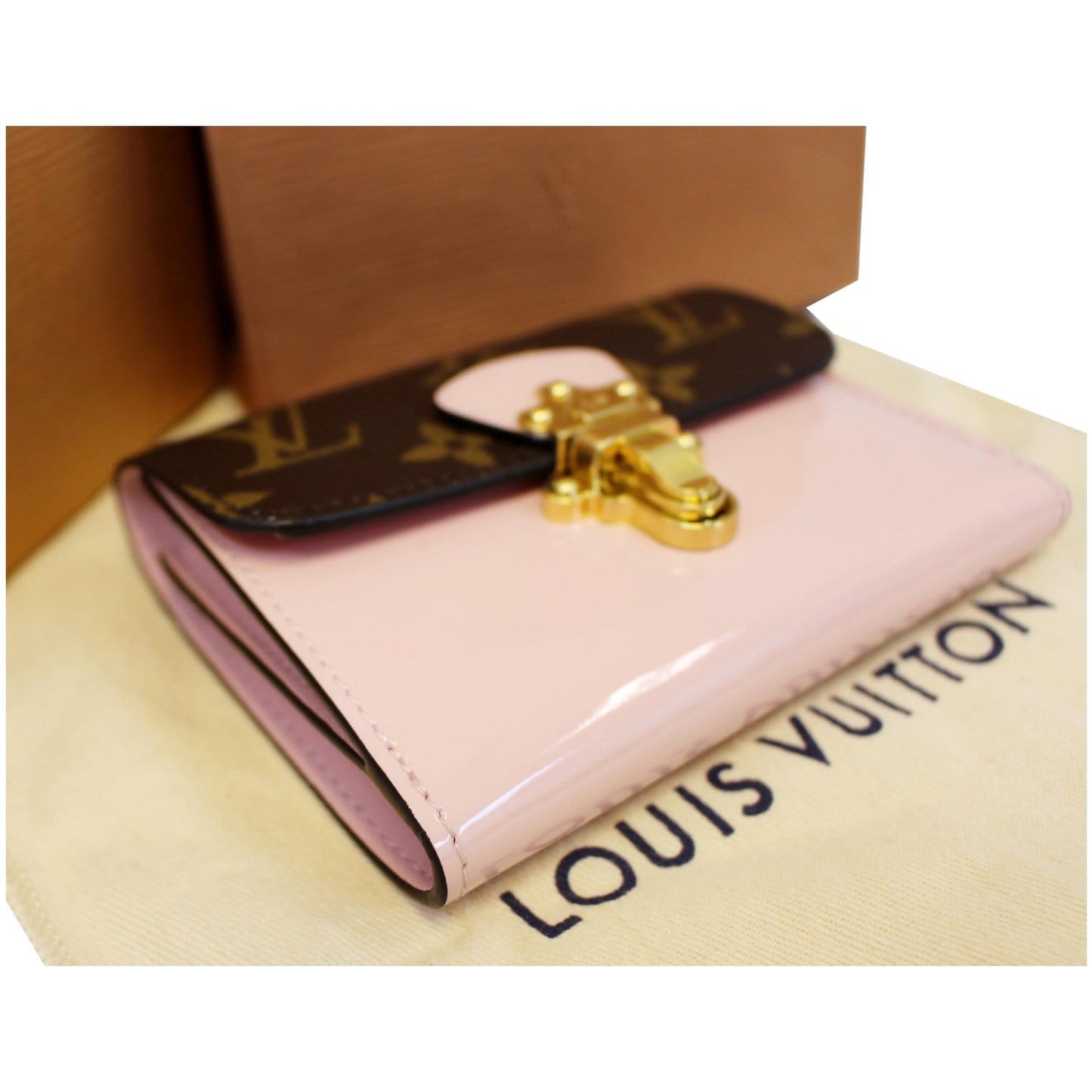 LOUIS VUITTON Cherrywood Compact Wallet Rose Ballerine
