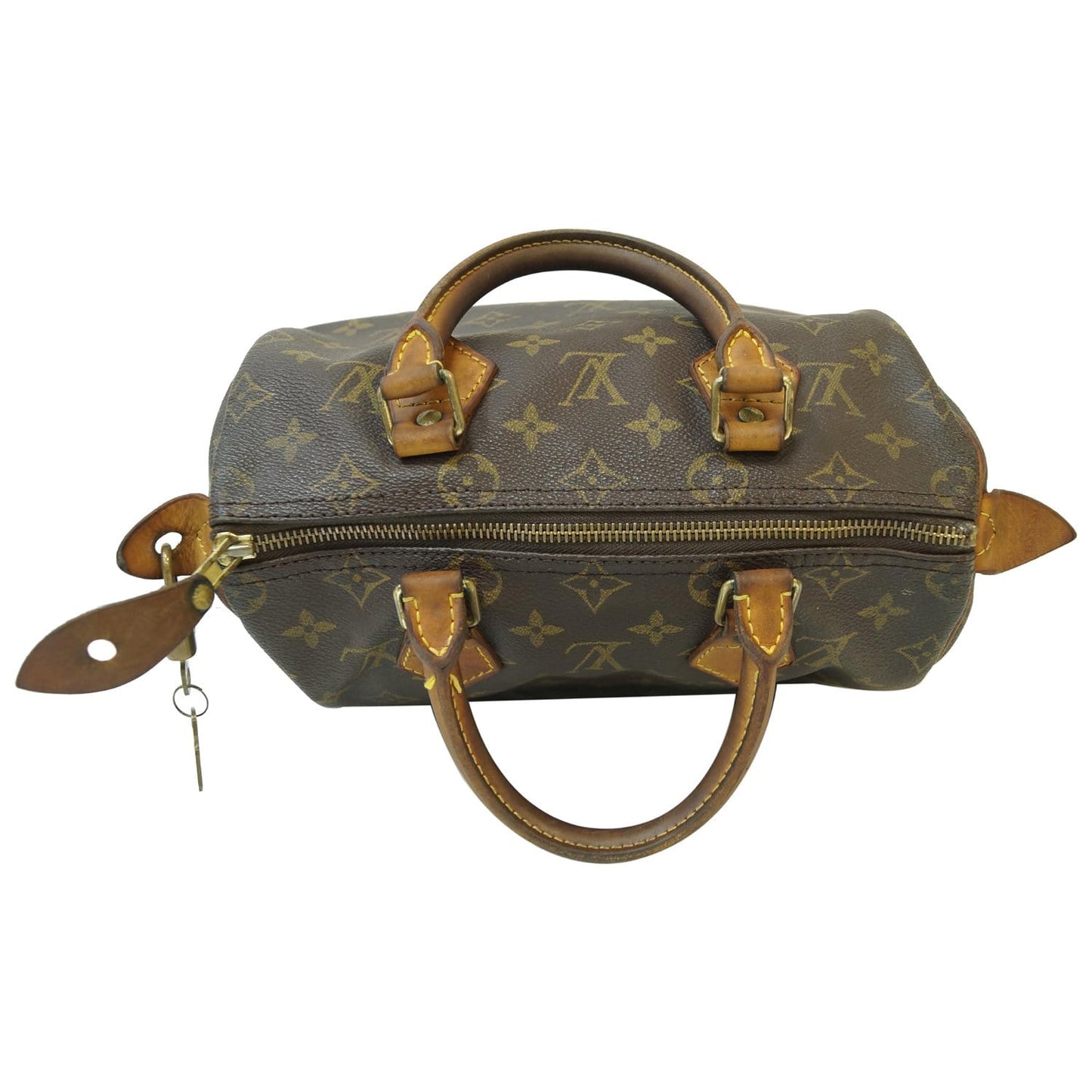 LOUIS VUITTON Speedy 25 Monogram Canvas Satchel Bag Brown