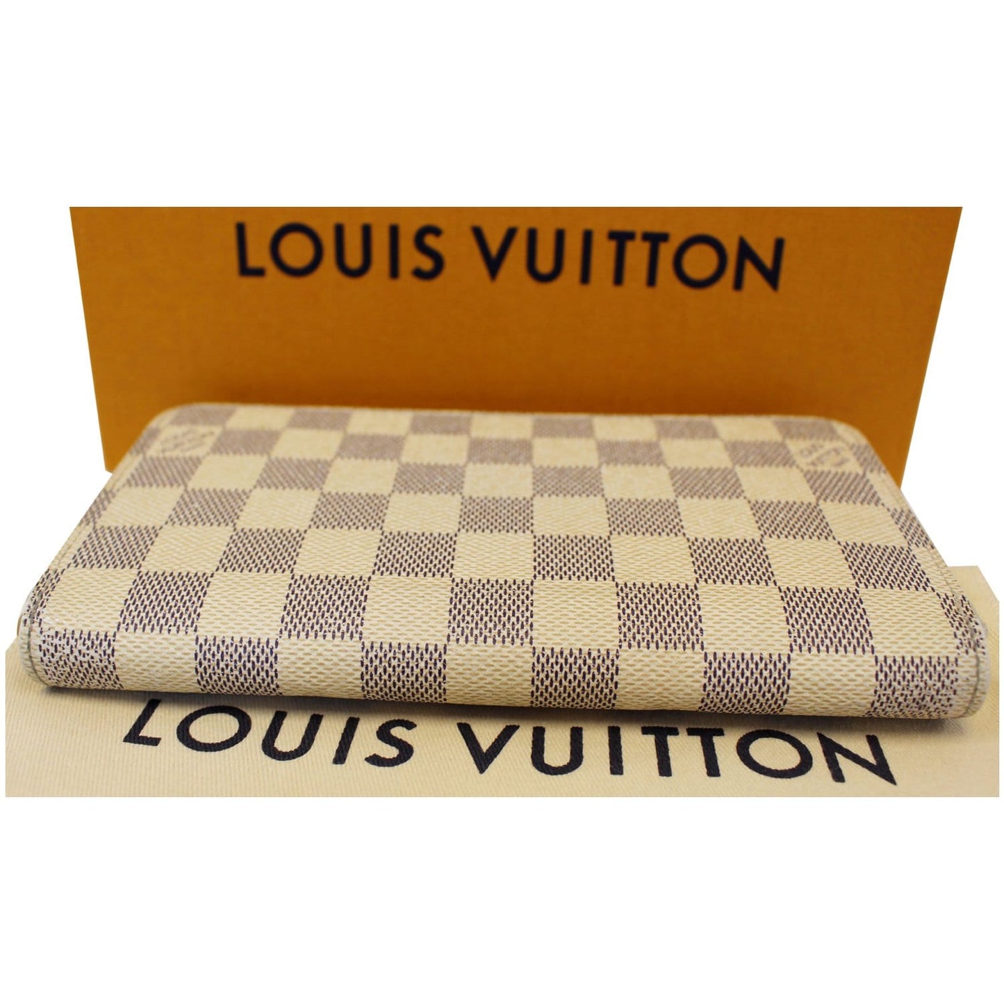 LOUIS VUITTON Damier Azur Zippy Long Wallet White
