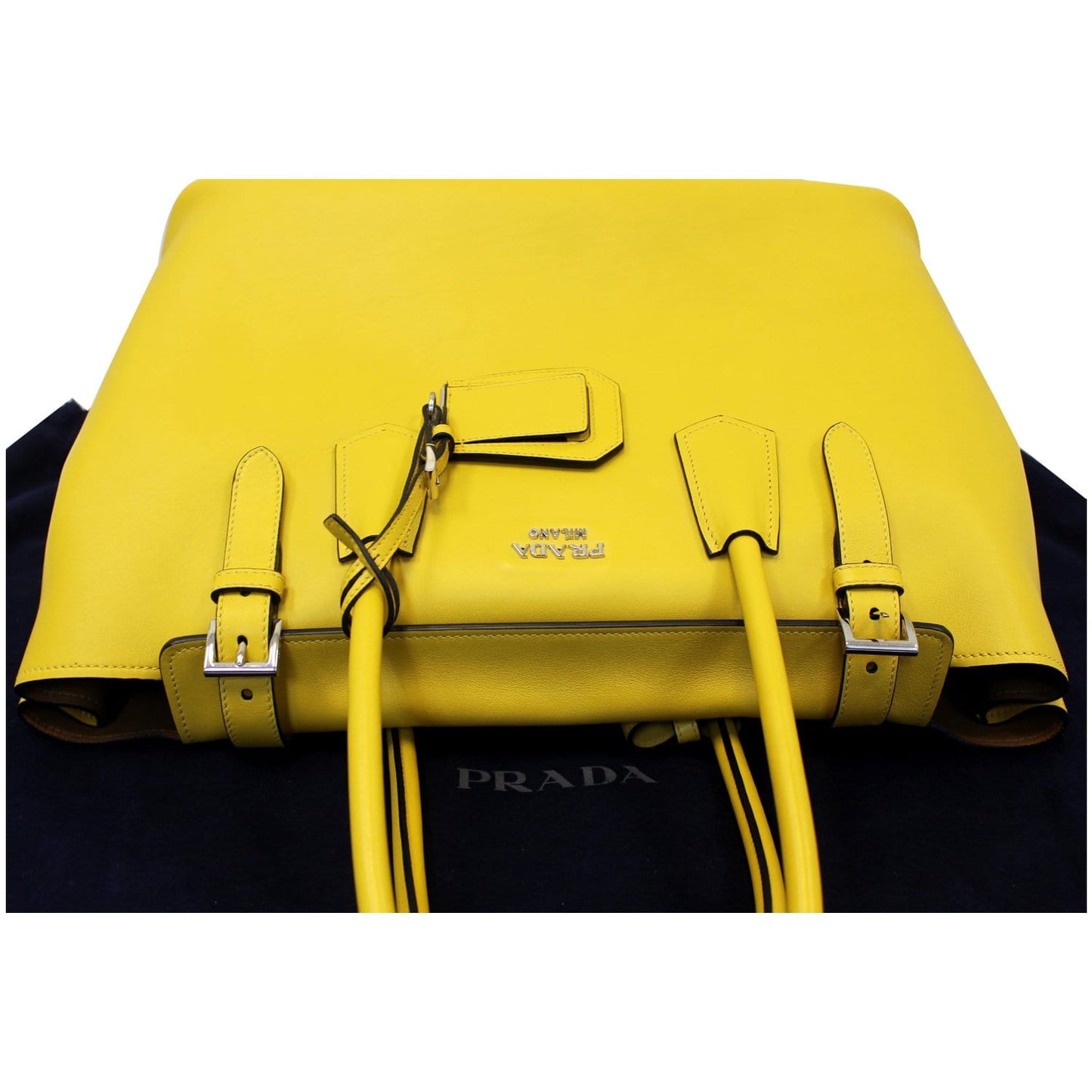 PRADA City Calf Buckle Tote Bag Yellow - Last Call